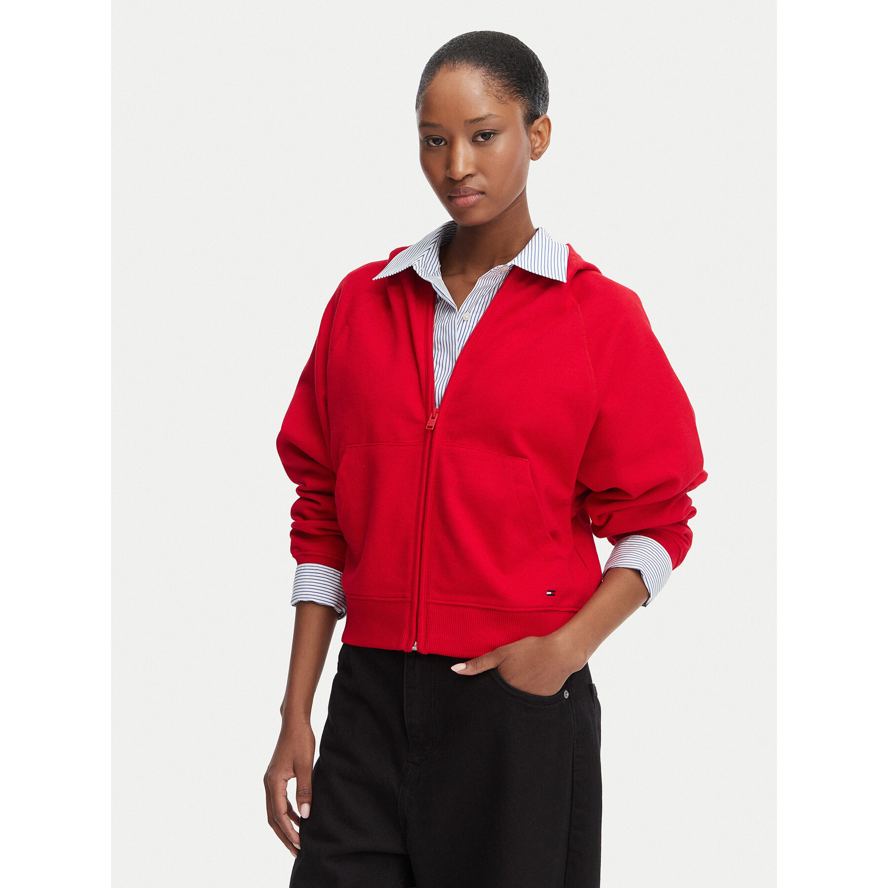 Tommy Jeans Sweatshirt Flag DW0DW22834 Rot Boxy Fit