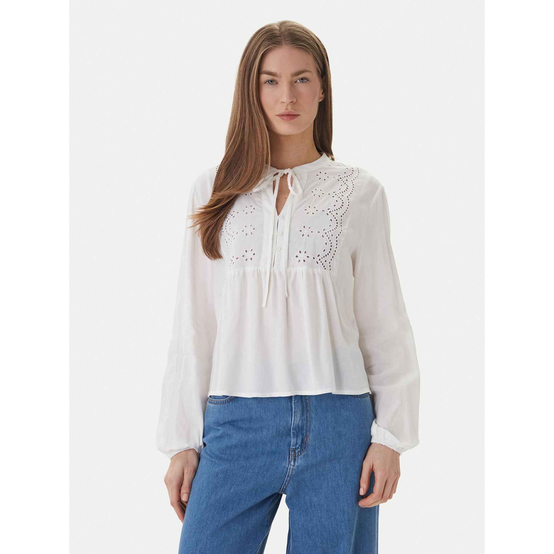 ONLY Bluse Lennyo 15366732 Weiß Regular Fit