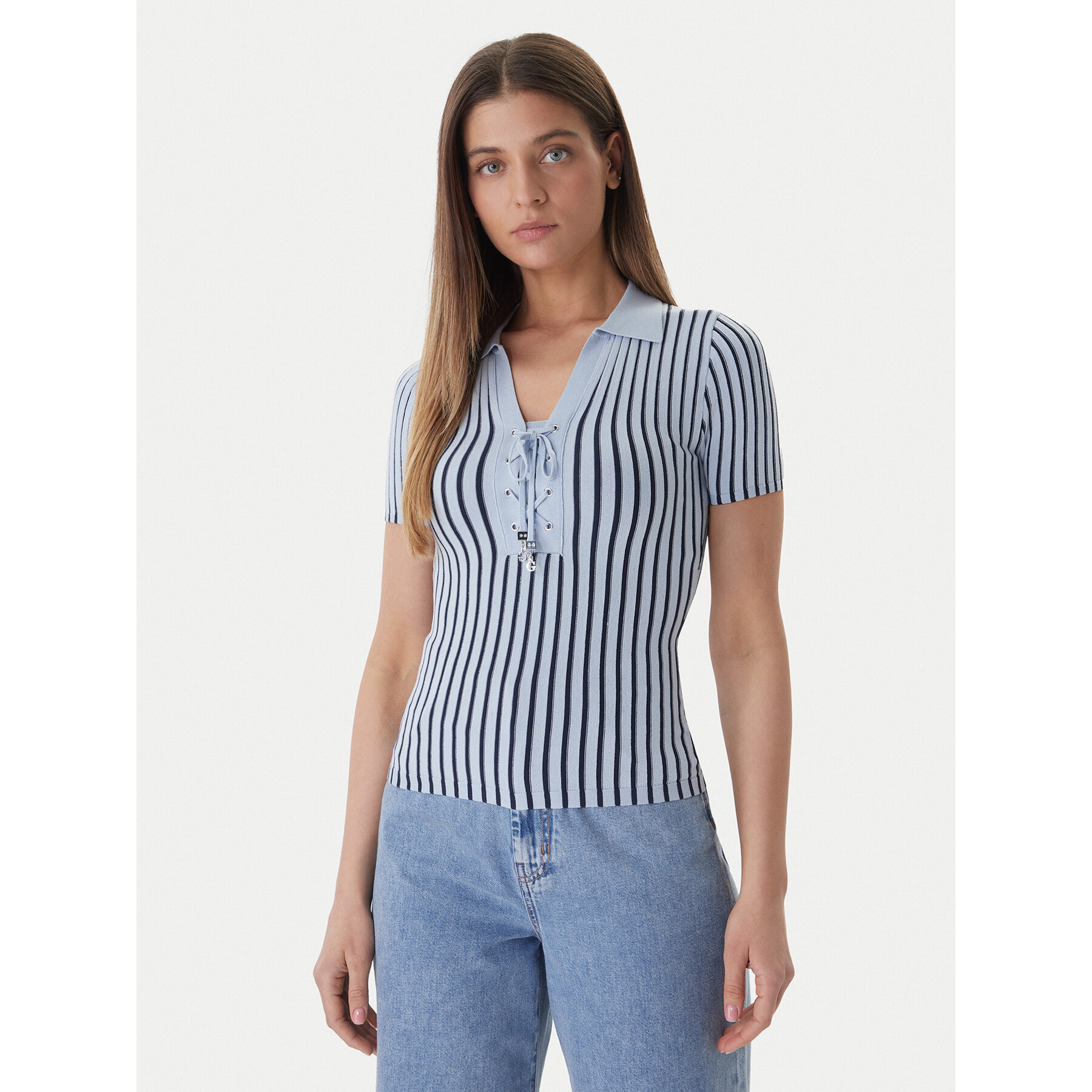 Guess Πουλόβερ W6GR09 Z0590 Γαλάζιο Regular Fit