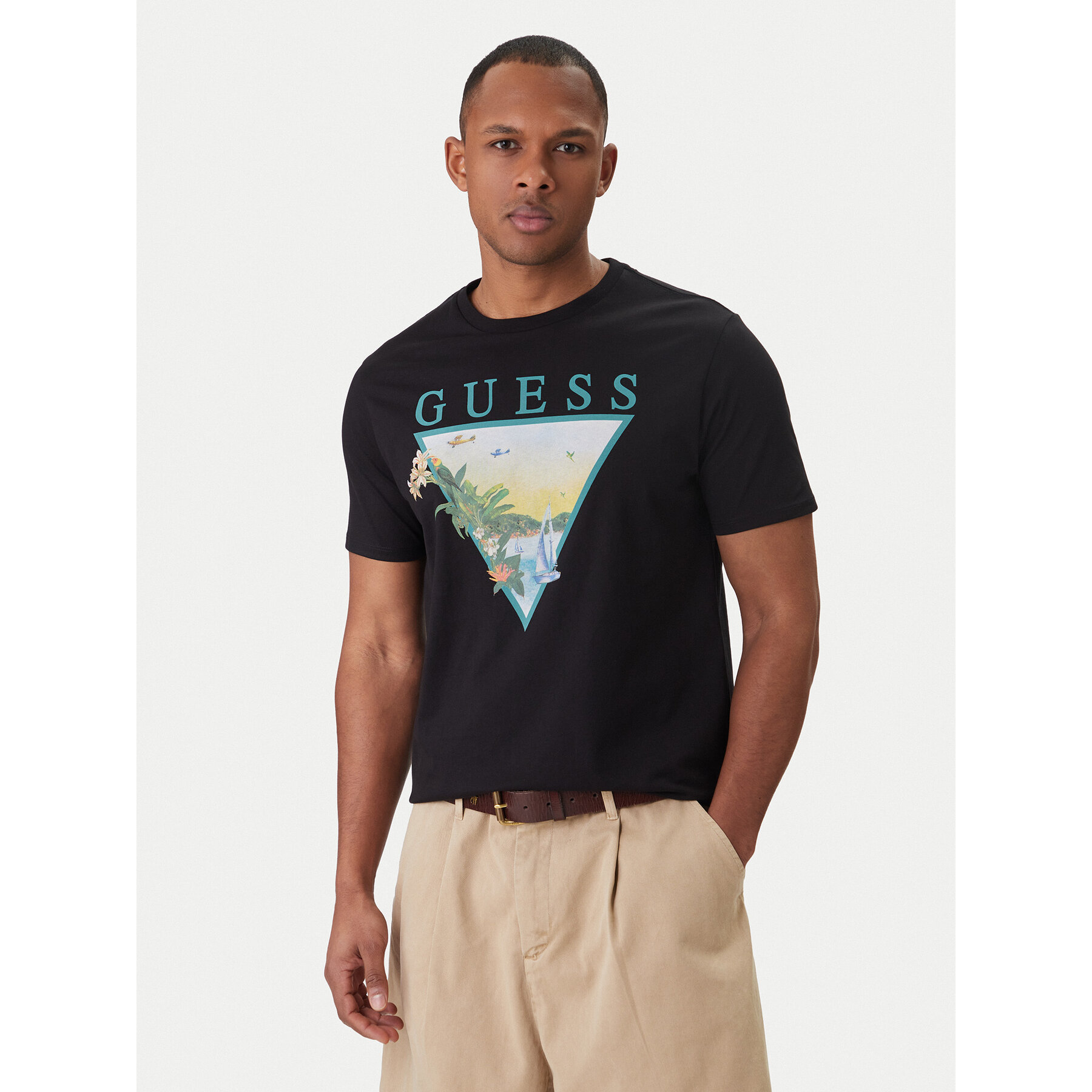 Guess T-Shirt M6GI49 K3584 Schwarz Reglan Fit