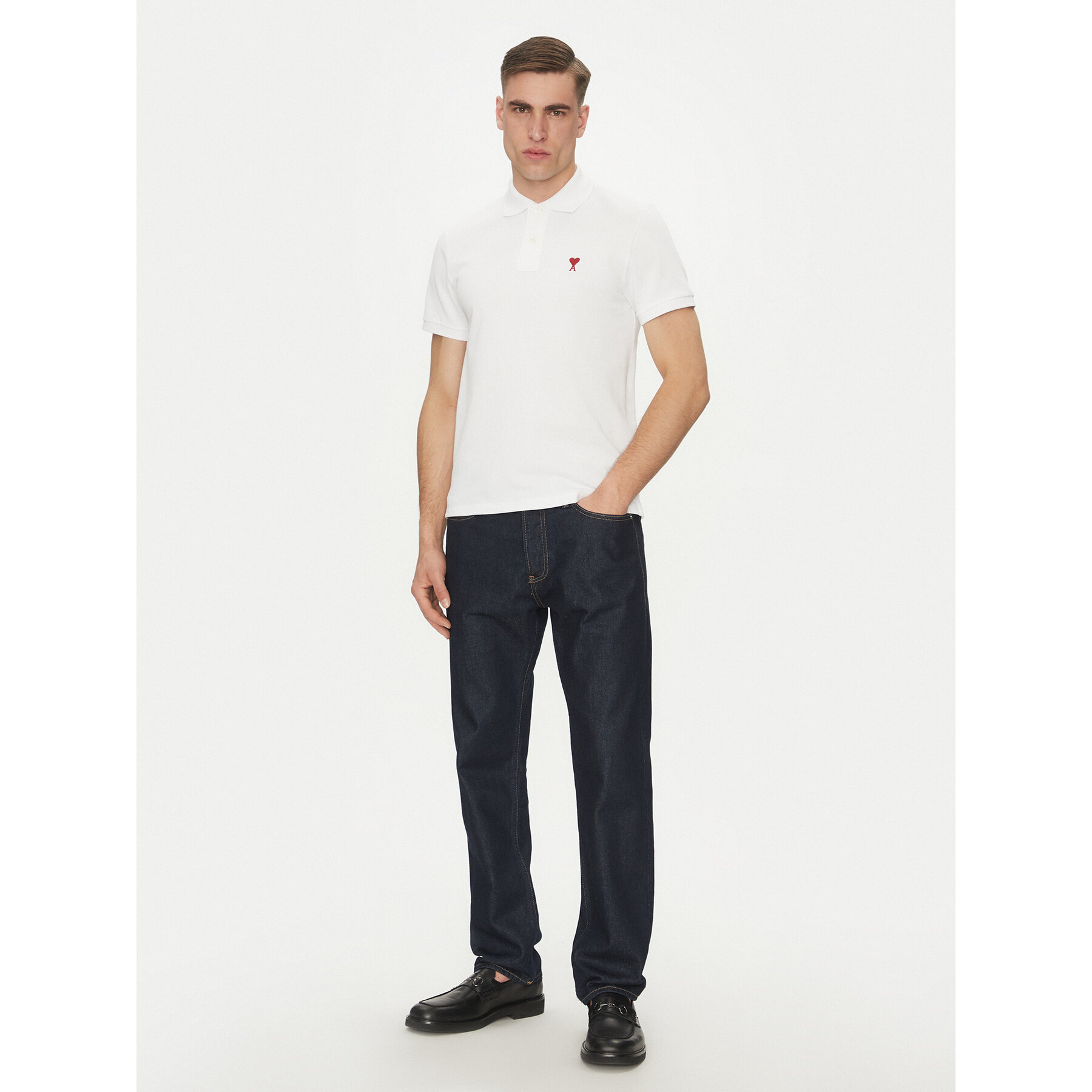 AMI Paris Polo BFUPL001.760 Λευκό Regular Fit