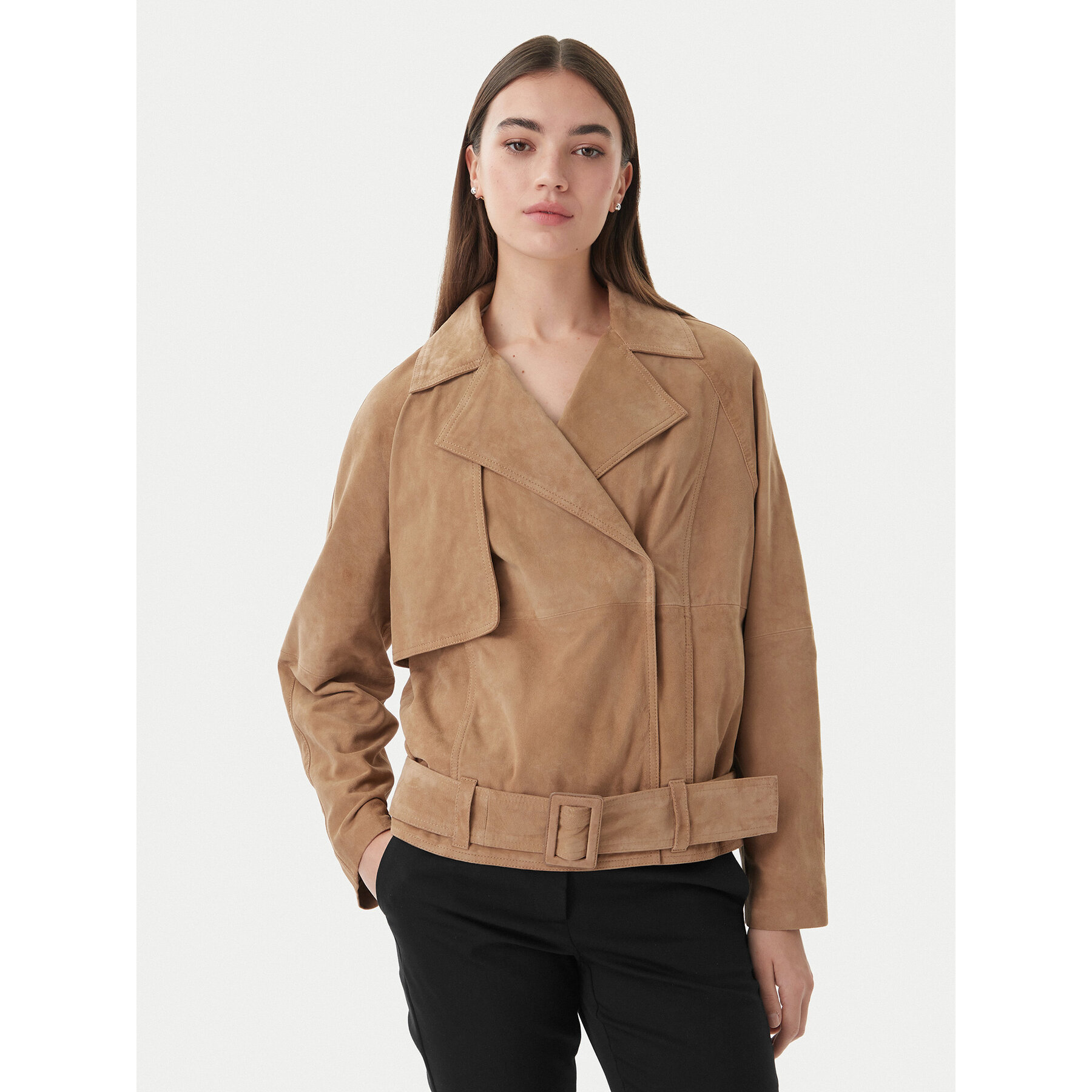 Marella Lederjacke Epoca 2613441061 Beige Regular Fit
