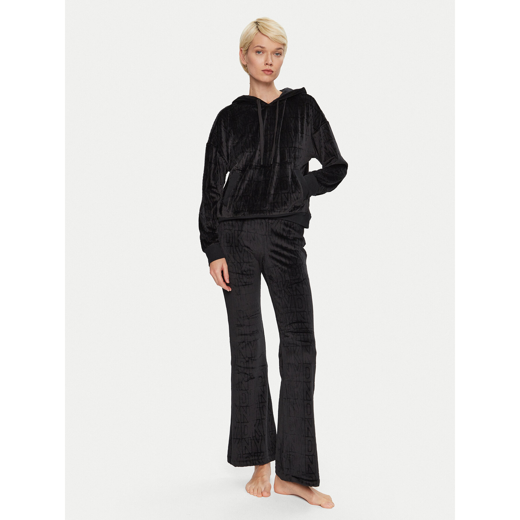 DKNY Pizsama YI80034 Fekete Relaxed Fit