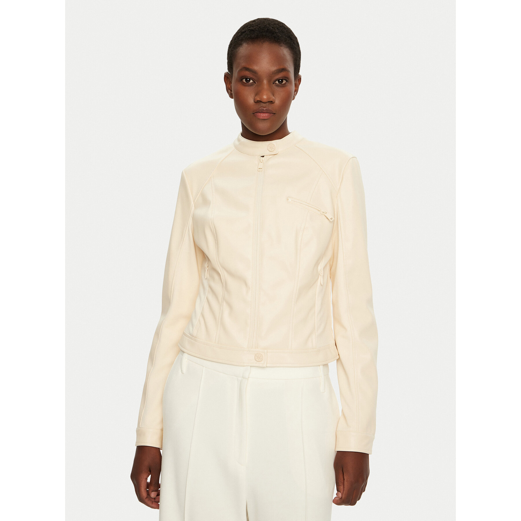 Guess Jacke aus Kunstleder W4YL04 WE480 Creme Regular Fit