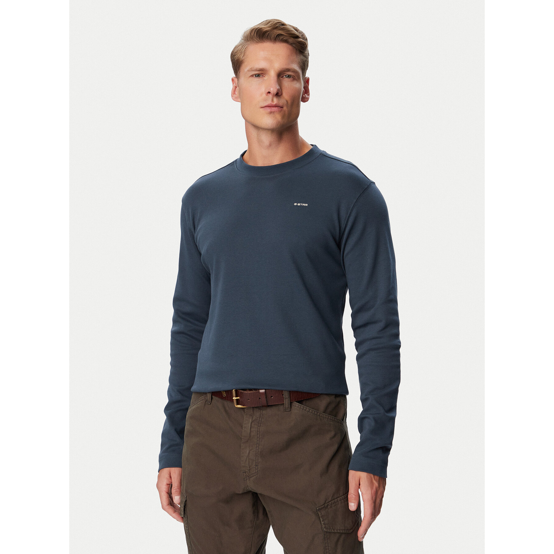 G-STAR Majica dugih rukava True  D30082-D976 Tamnoplava Regular Fit