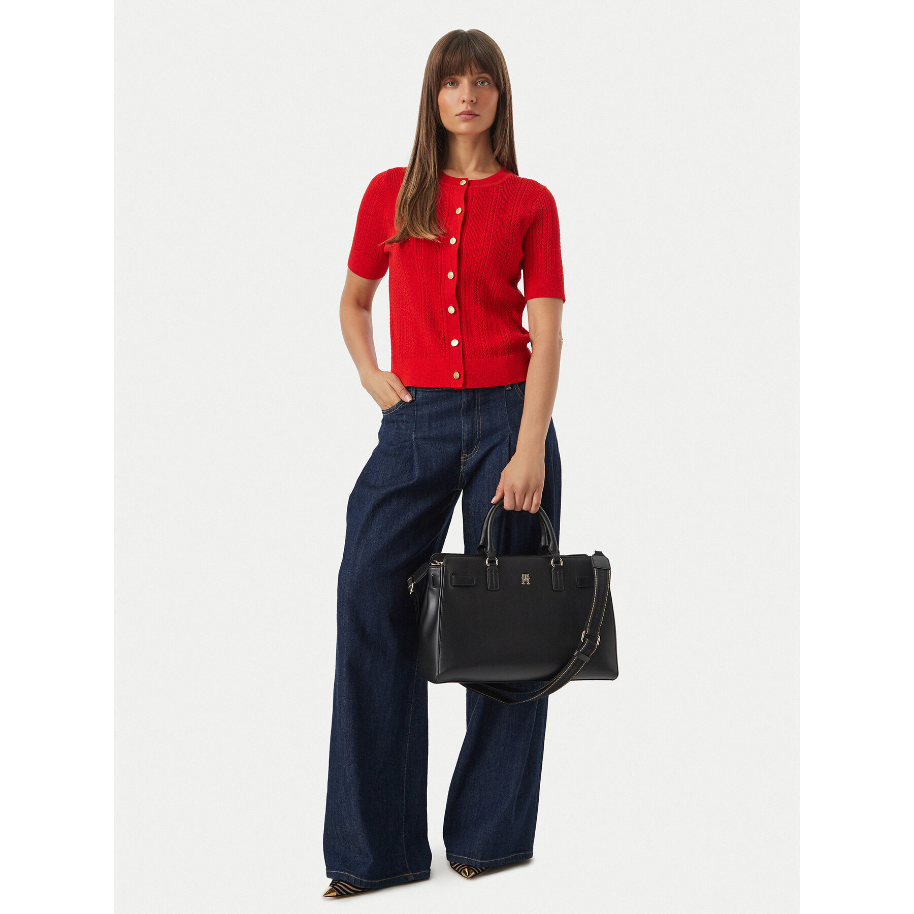 Kabelka Tommy Hilfiger Th Joy Satchel AW0AW19067 Čierna