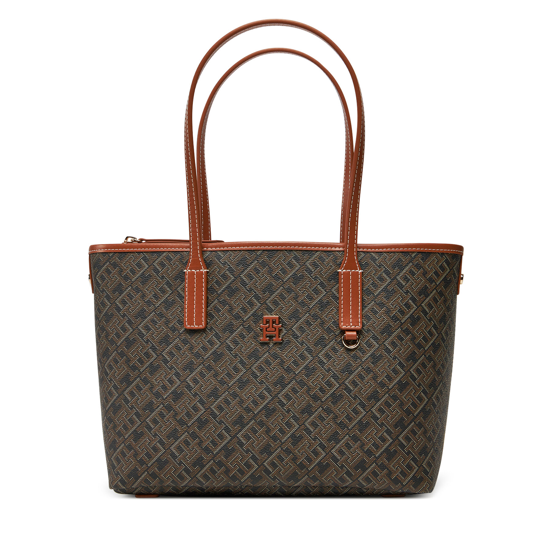 Geantă Tommy Hilfiger Th Monoplay Leather Mini Tote AW0AW17415 Negru