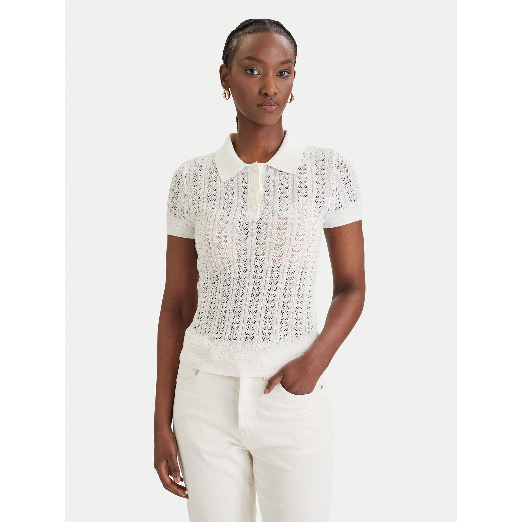 Guess Πουλόβερ W6GR25 Z0672 Λευκό Regular Fit