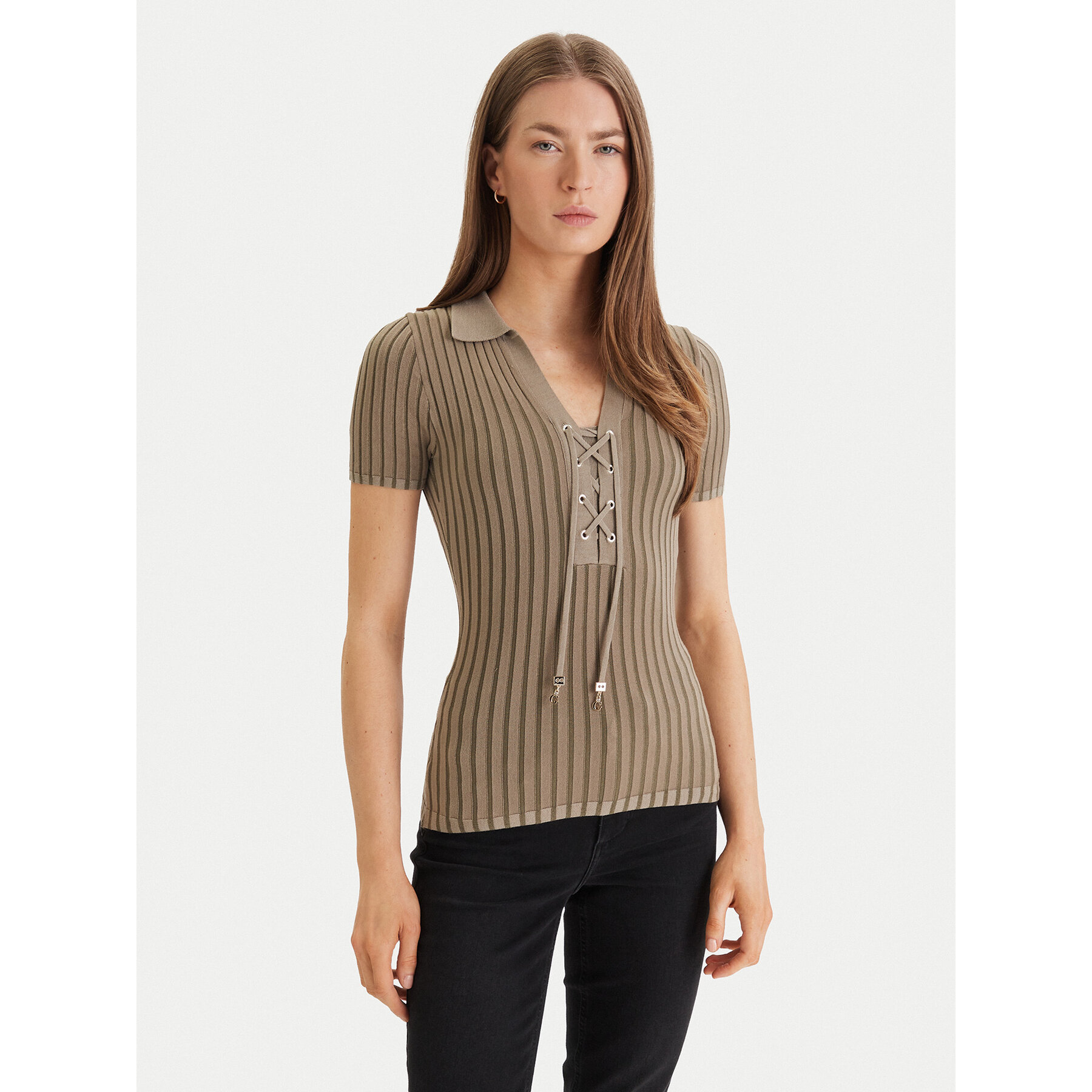 Guess Πουλόβερ W6GR09 Z0590 Πράσινο Regular Fit