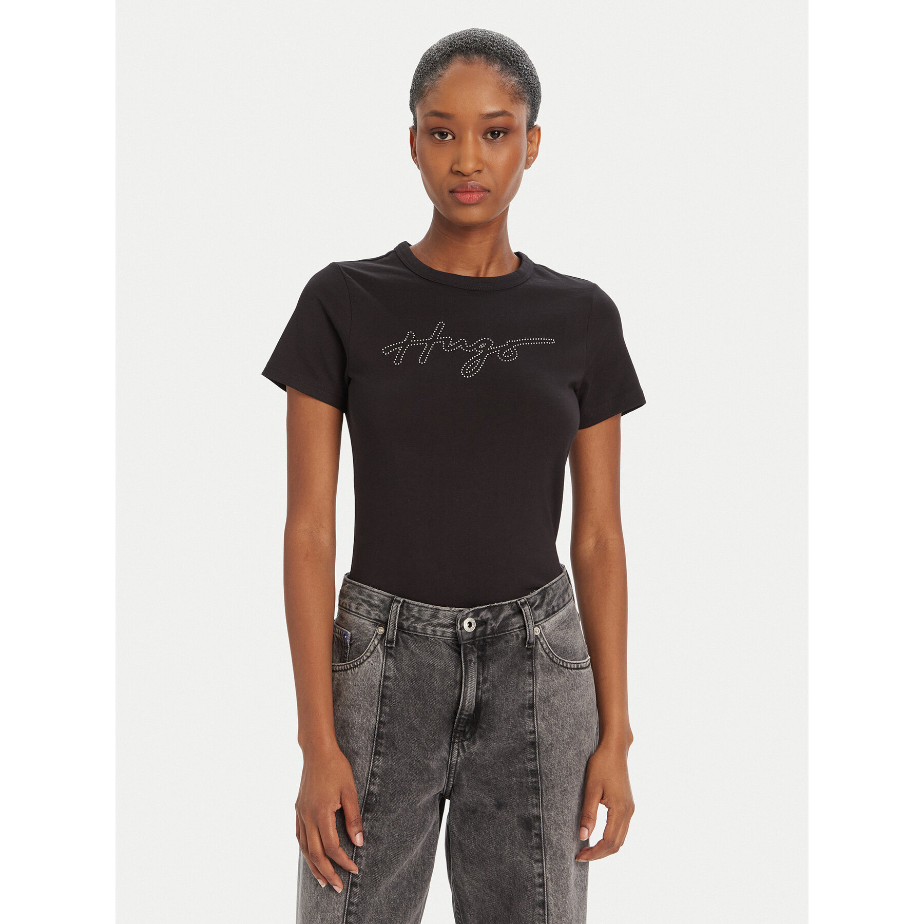 HUGO T-Shirt Deloris 50532137 Schwarz Regular Fit