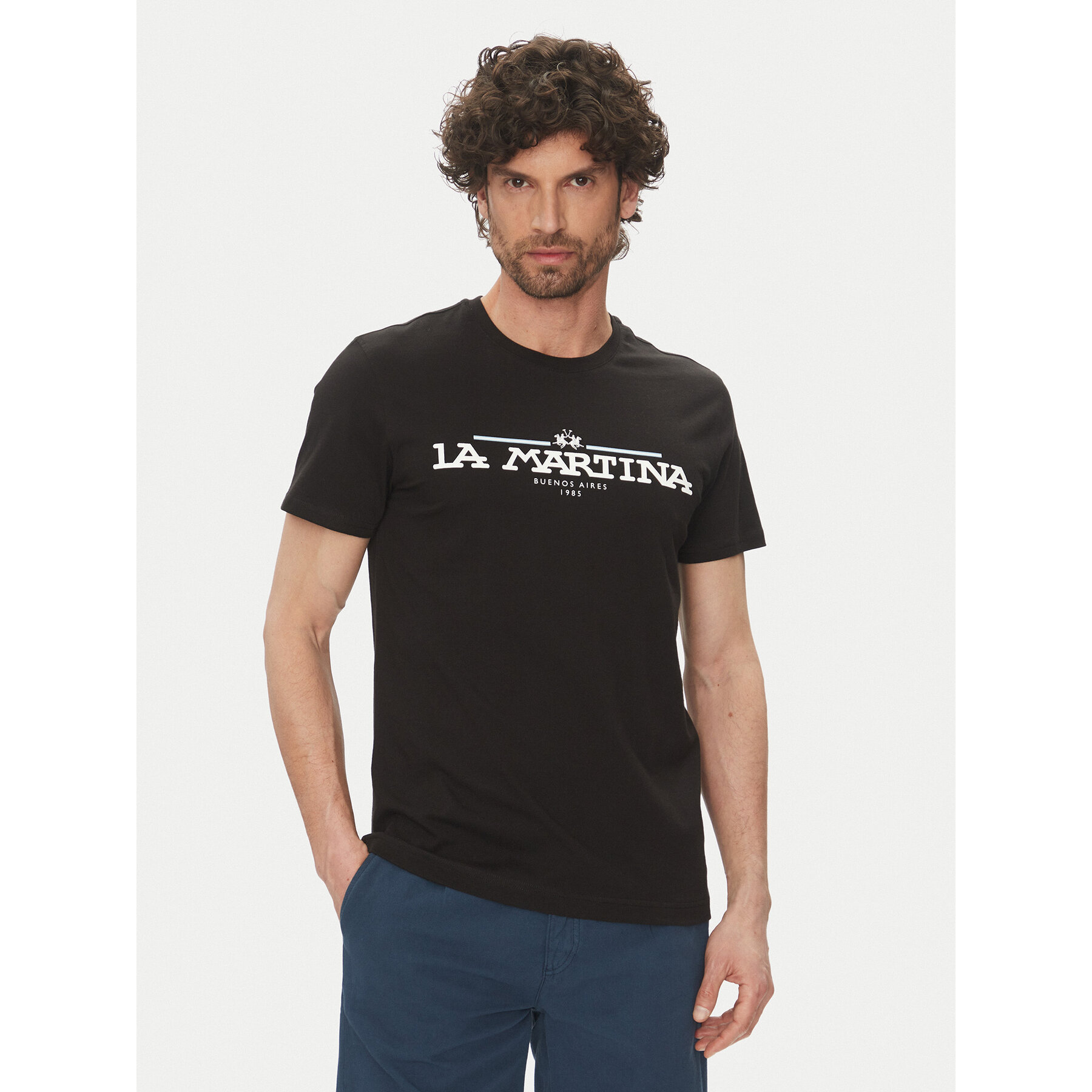 La Martina T-Shirt Aguer MAR304 JS206 Μαύρο Regular Fit