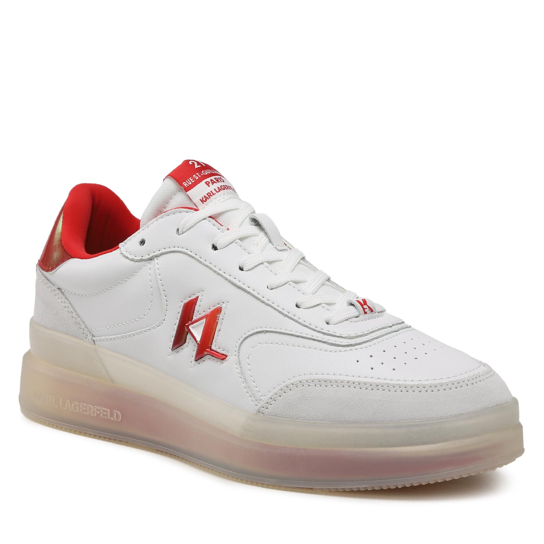 Sneakers KARL LAGERFELD KL53426 White Lthr W/Red epantofi-Bărbați-Pantofi-De imagine super redus 2022