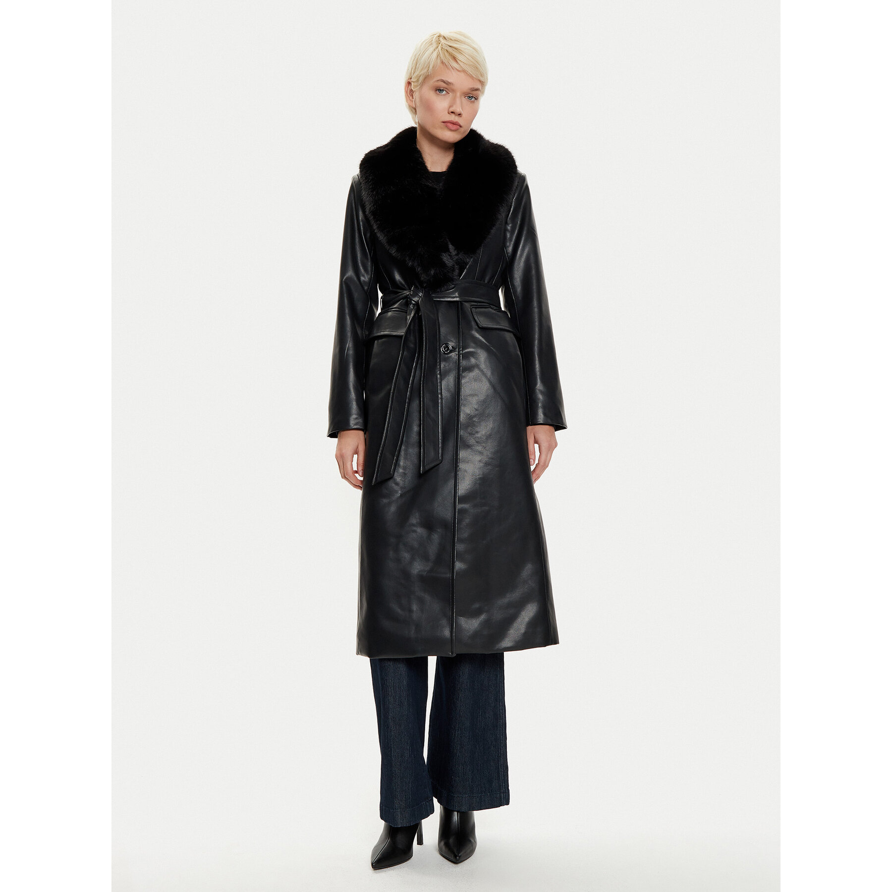 MICHAEL Michael Kors Kunstleder-Mantel 77B1402M52 Schwarz Regular Fit