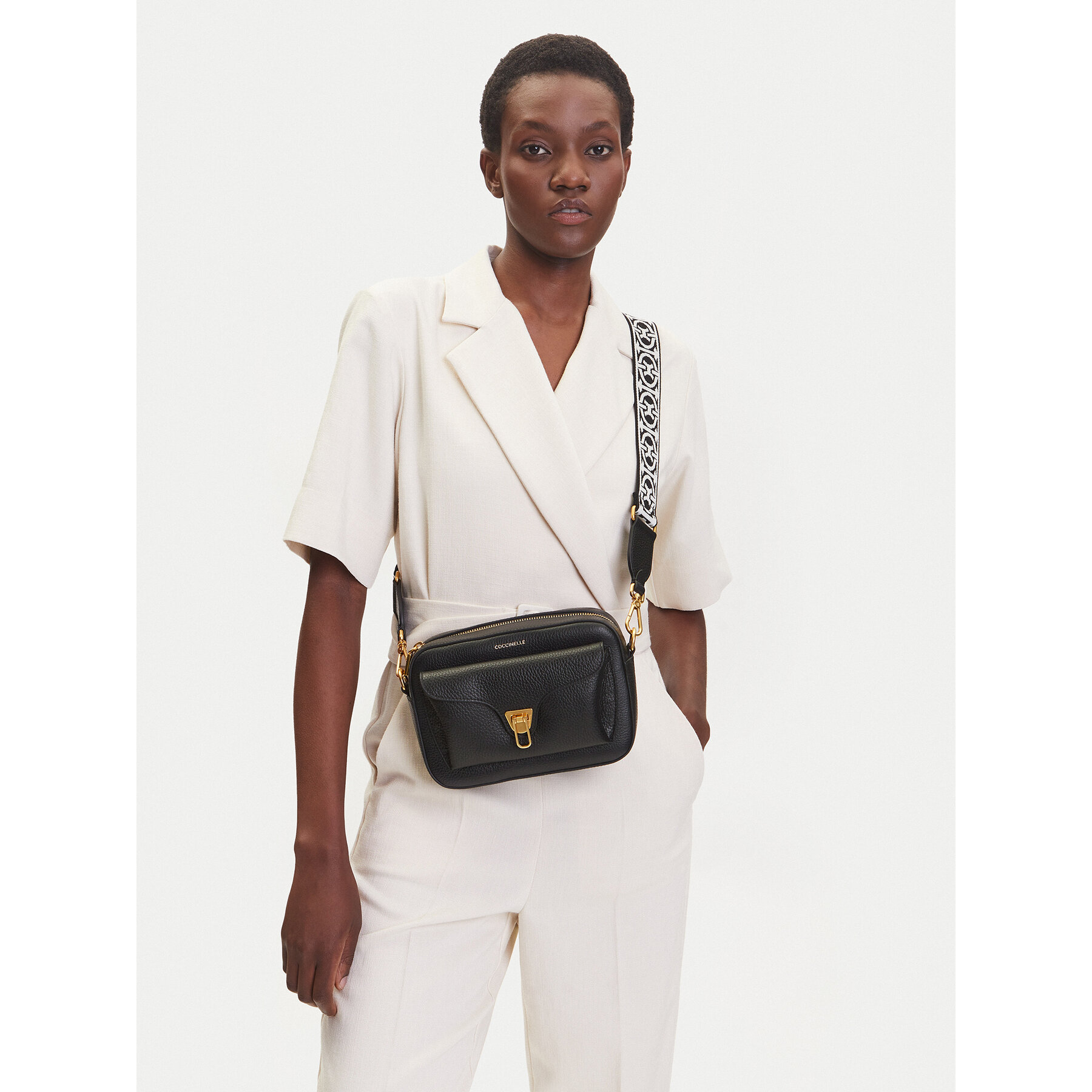 Geantă Coccinelle NOF Coccinelle Beat Soft Ribb E1 NOF 15 02 01 Negru