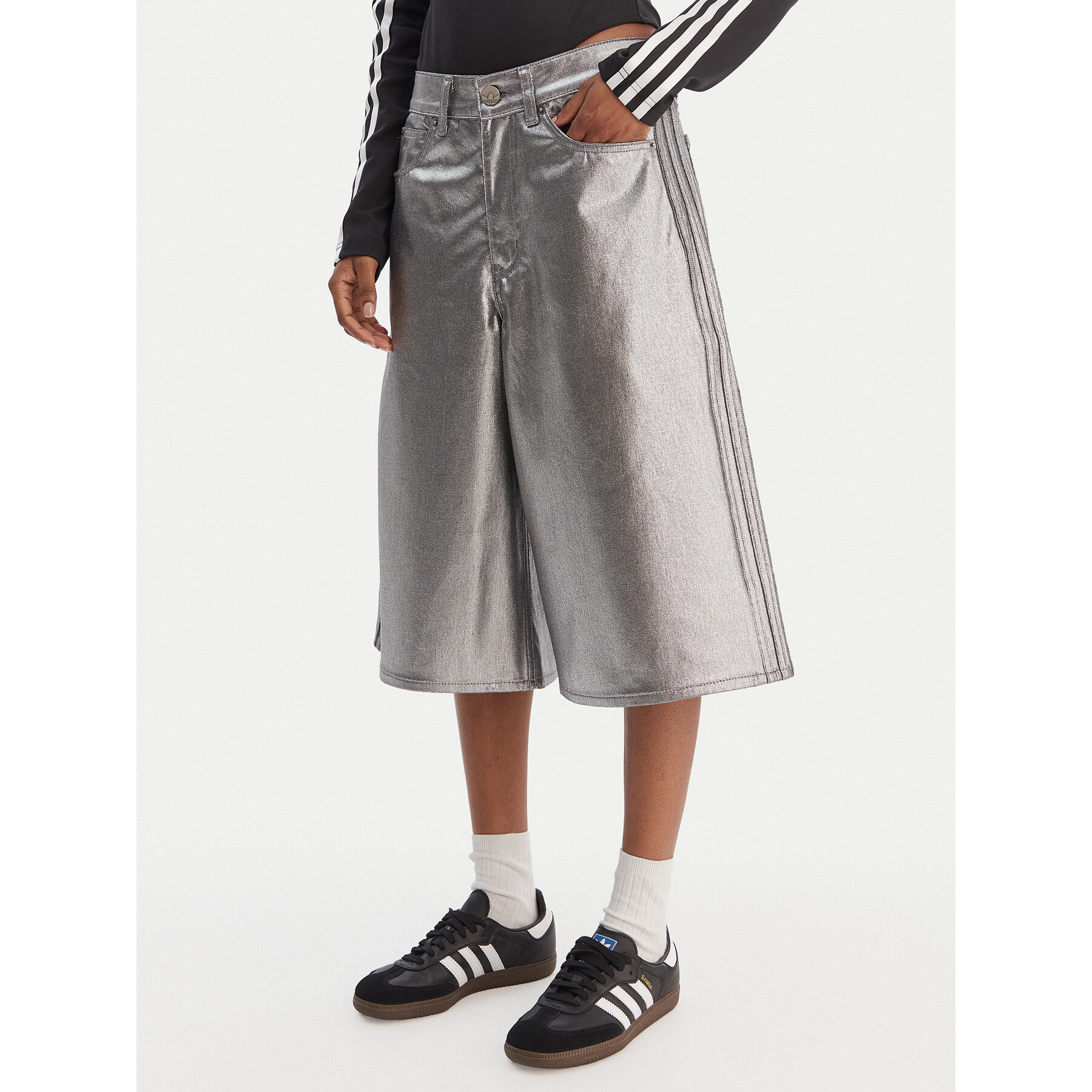 adidas Jeansshorts Firebird Jorts KD2930 Silberfarben Regular Fit