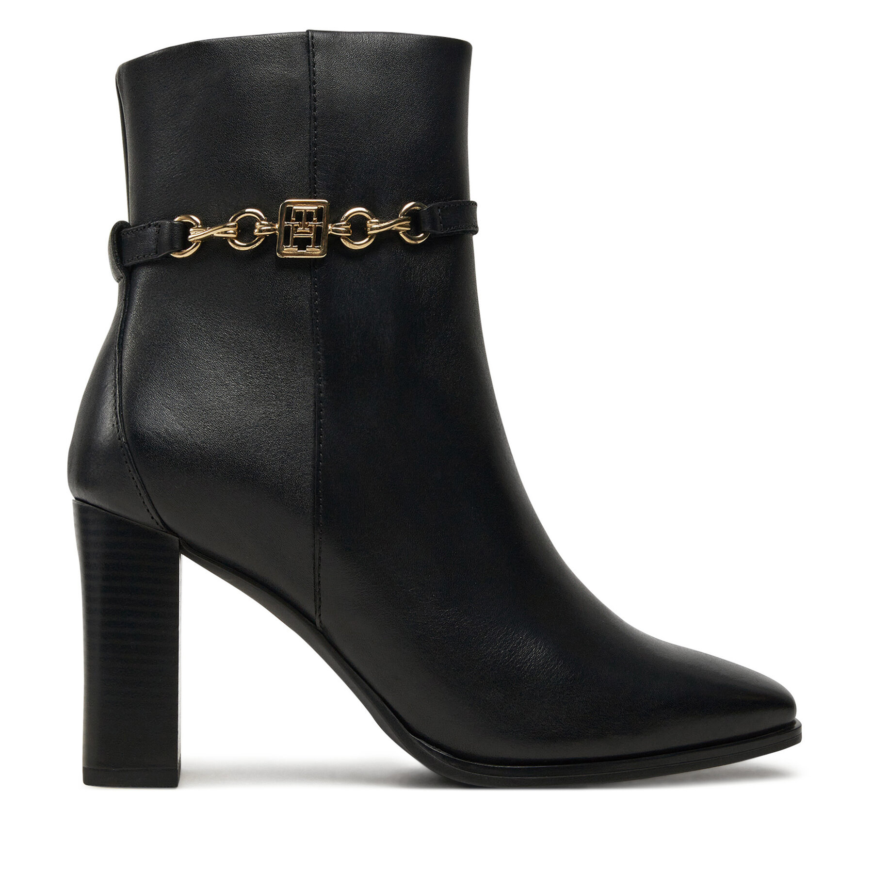 Botines Tommy Hilfiger Th Chain High Heel Bootie FW0FW08241 Negro