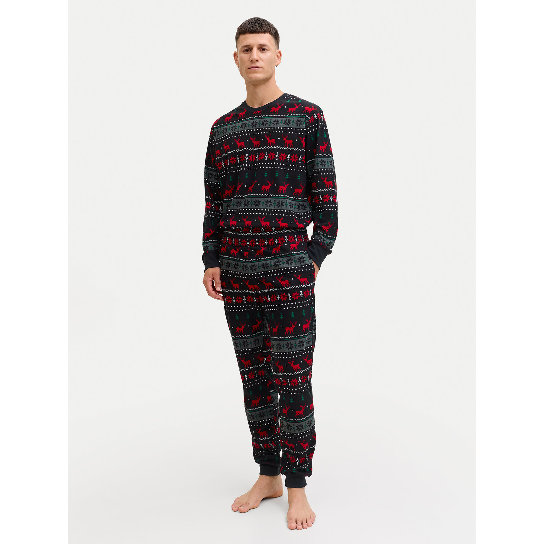 Jack & Jones Pyjama Tristan 12285375 Schwarz Loose Fit