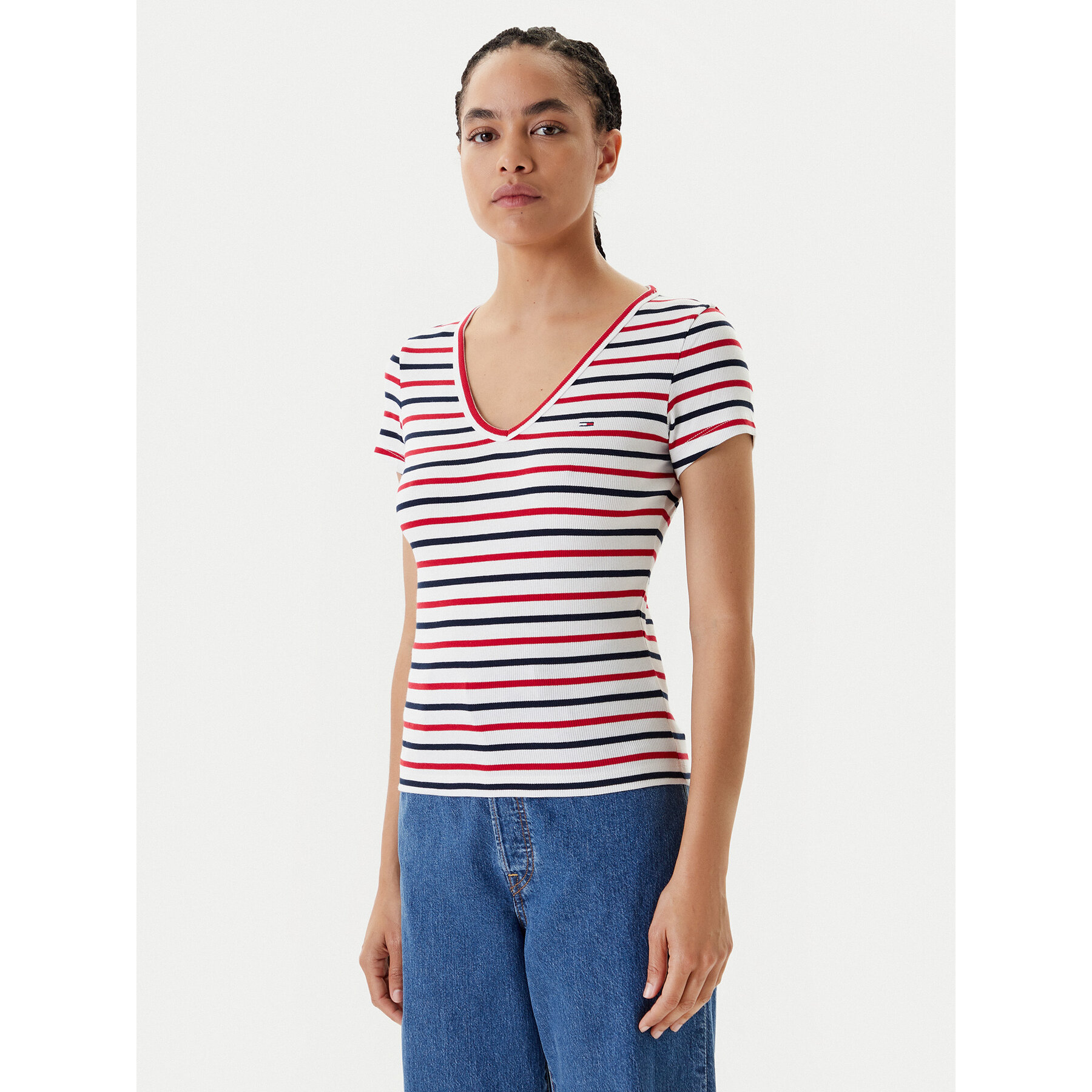 Tommy Jeans T-Shirt Essential DW0DW17385 Λευκό Slim Fit