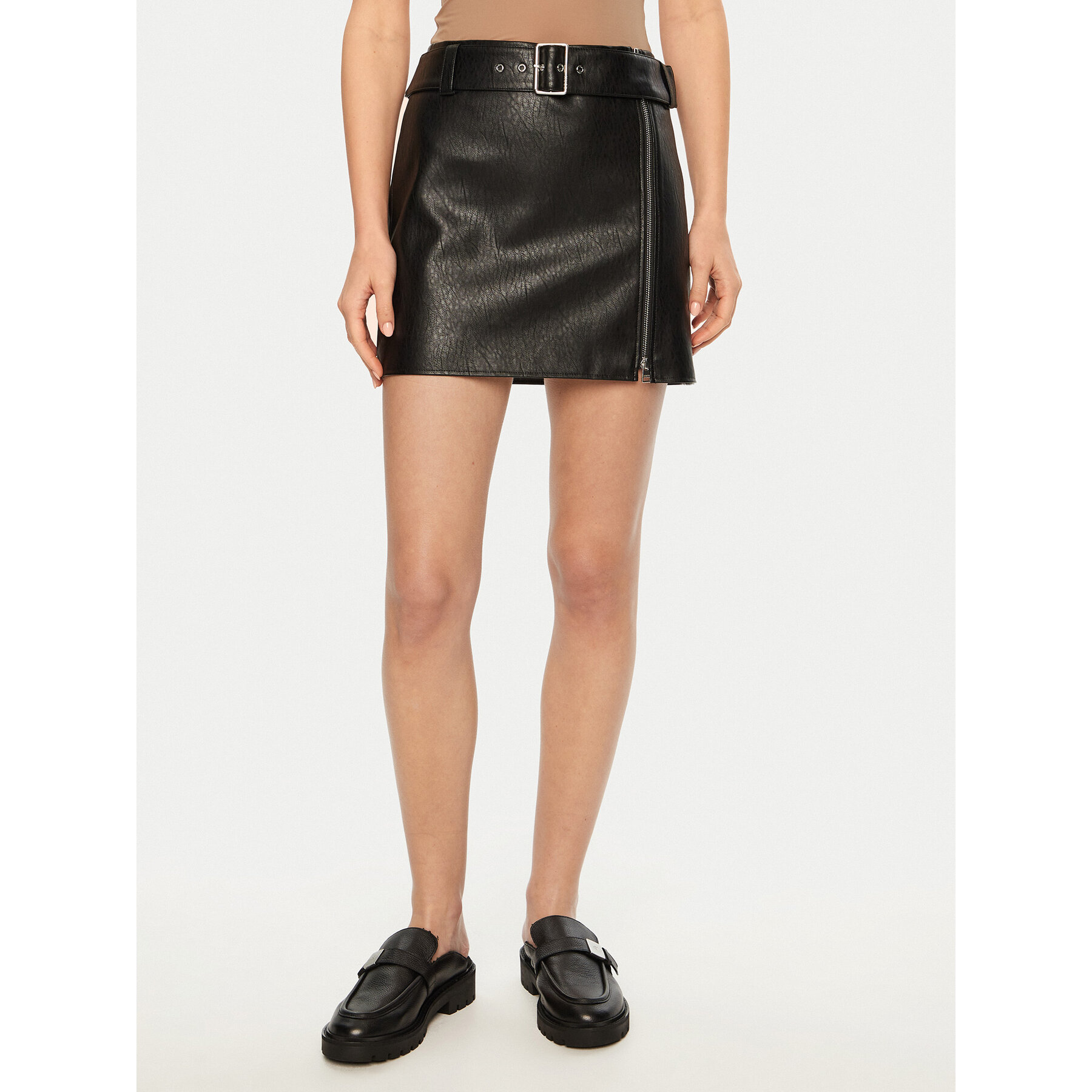 HUGO Lederrock mini 50533859 Schwarz Regular Fit