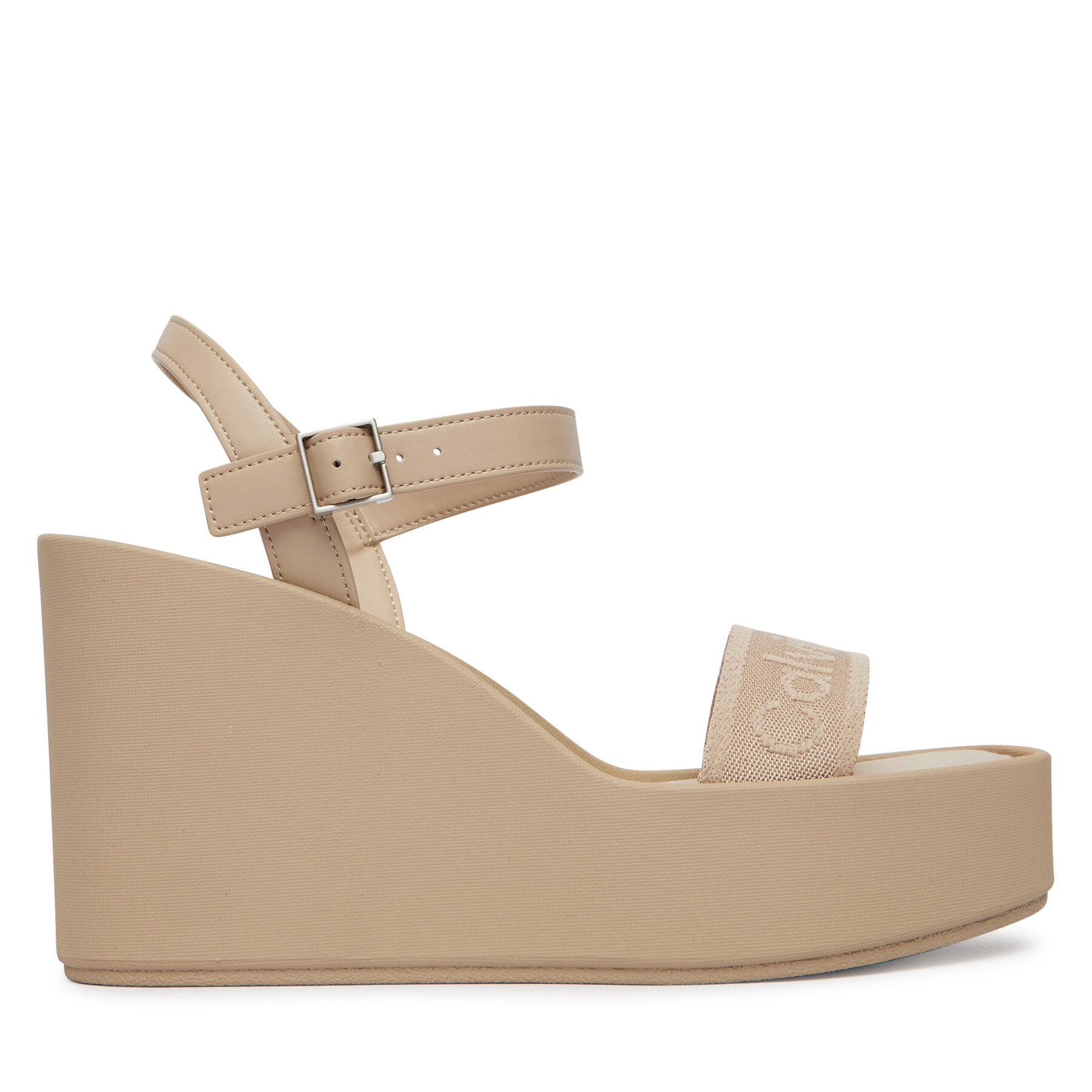 Sandale Calvin Klein Wedge 70 Sndl Webbing Lth HW0HW02882 Bež