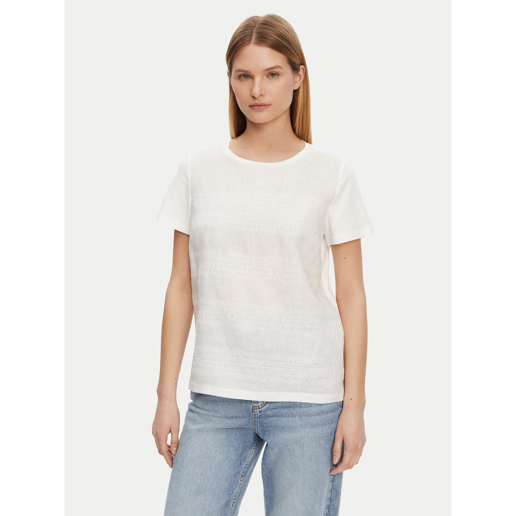 Weekend Max Mara Marškinėliai Bondeno 2515941112 Balta Regular Fit