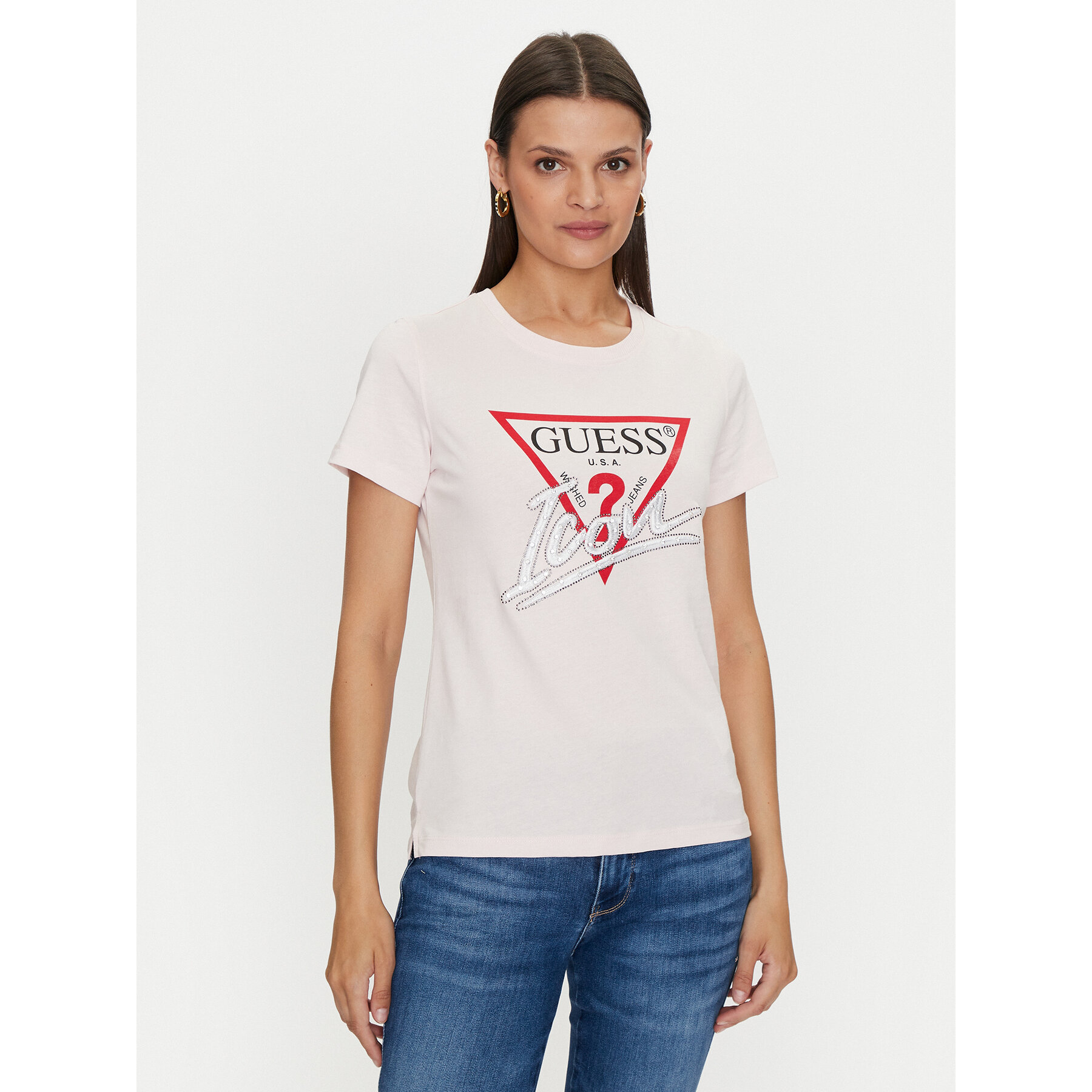 Guess T-Shirt Icon W4YI32 I3Z14 Ροζ Regular Fit