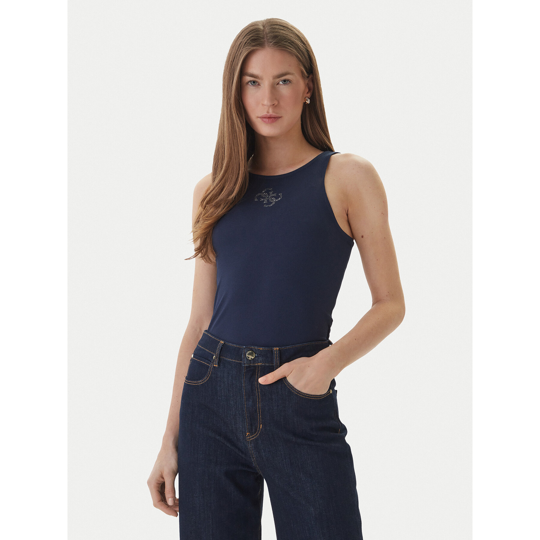 Guess Τοπ W6RP39 KD092 Σκούρο μπλε Regular Fit