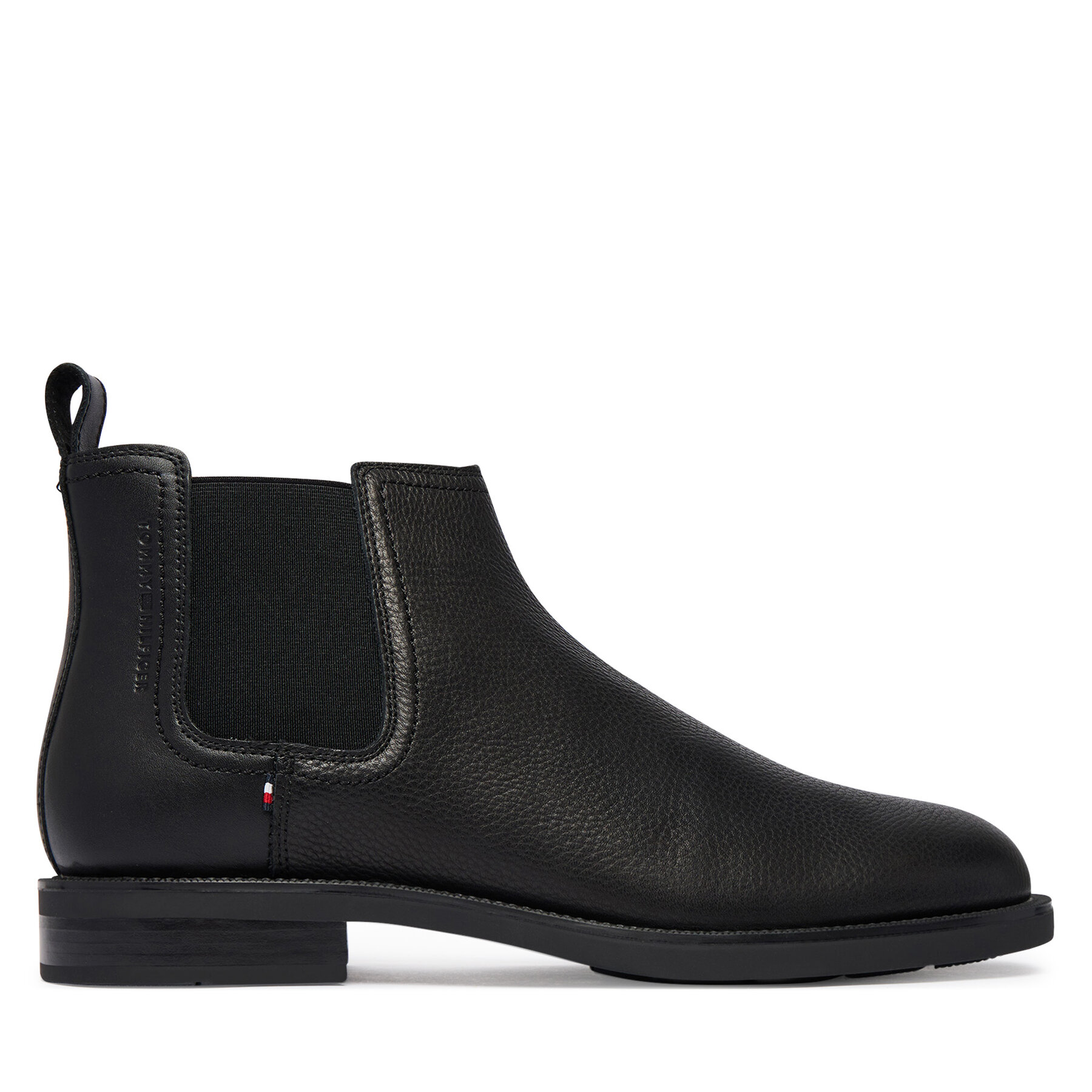 Členková obuv s elastickým prvkom Tommy Hilfiger Lth Mix Dress Hilfiger Chelsea FM0FM06090 Čierna