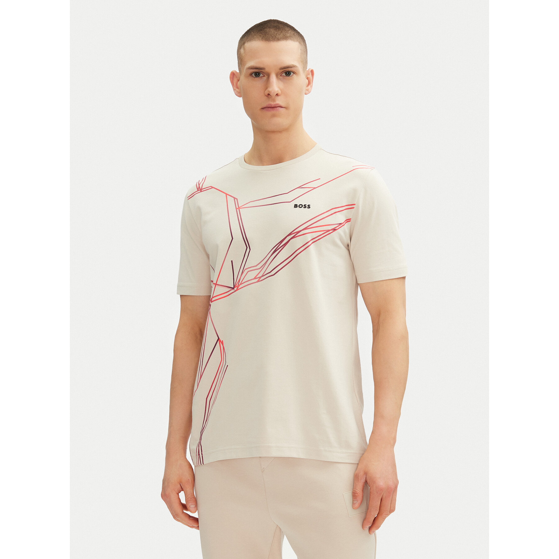 BOSS T-shirt Beetle 50542048 Beige Regular Fit