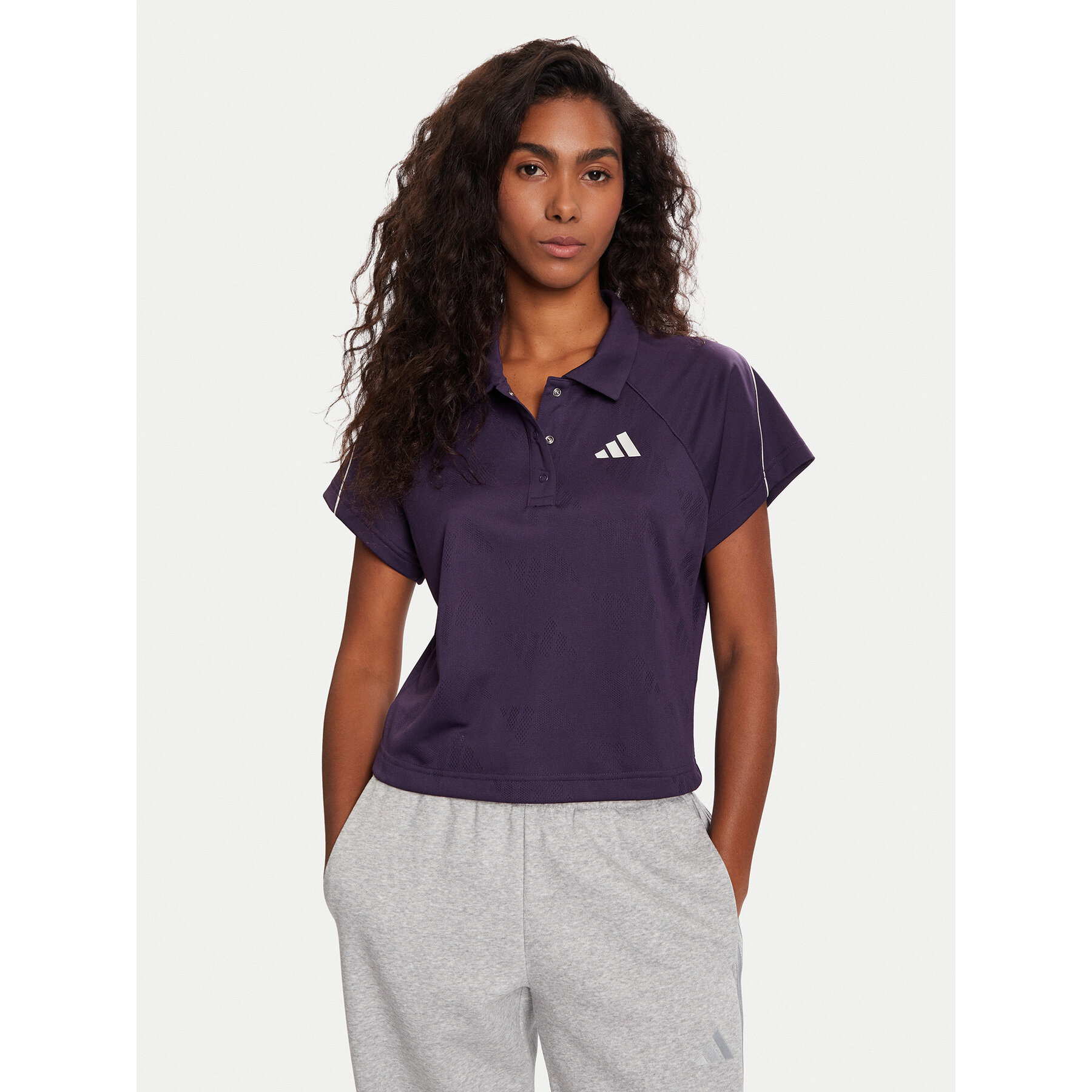 adidas Pólóing Stadium 3-Stripes Tennis Inspired Jacquard JY3426 Lila Regular Fit