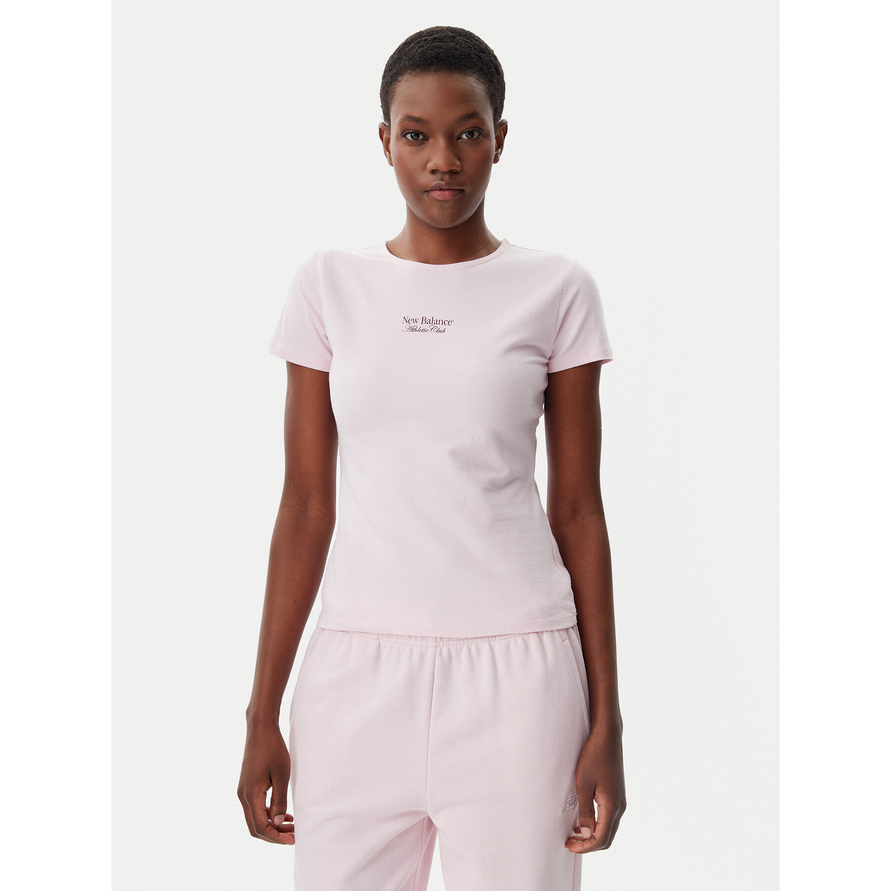 New Balance T-Shirt WT51958 Ροζ Slim Fit