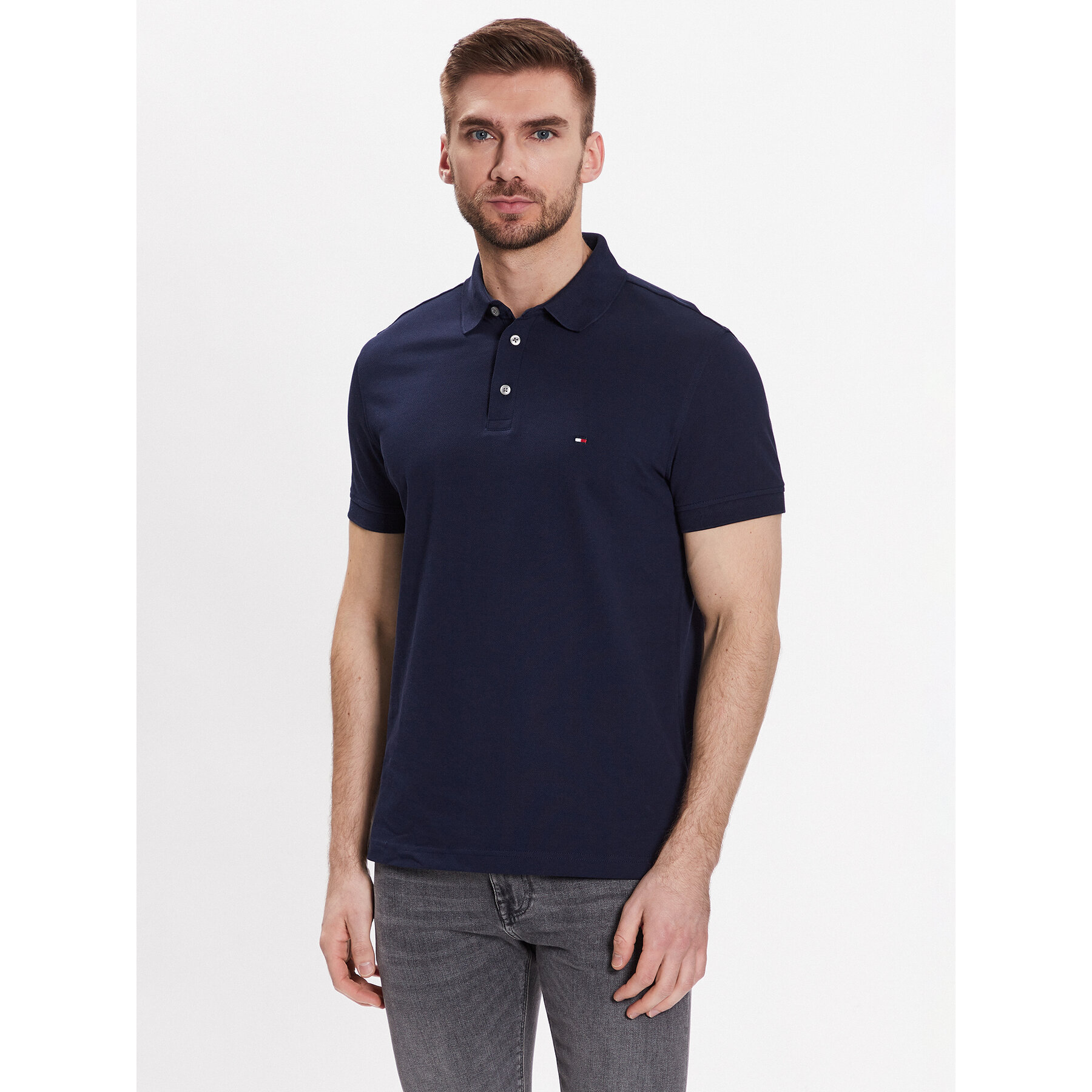 Tommy Hilfiger Polo majica 1985 MW0MW17771 Mornarsko modra Slim Fit