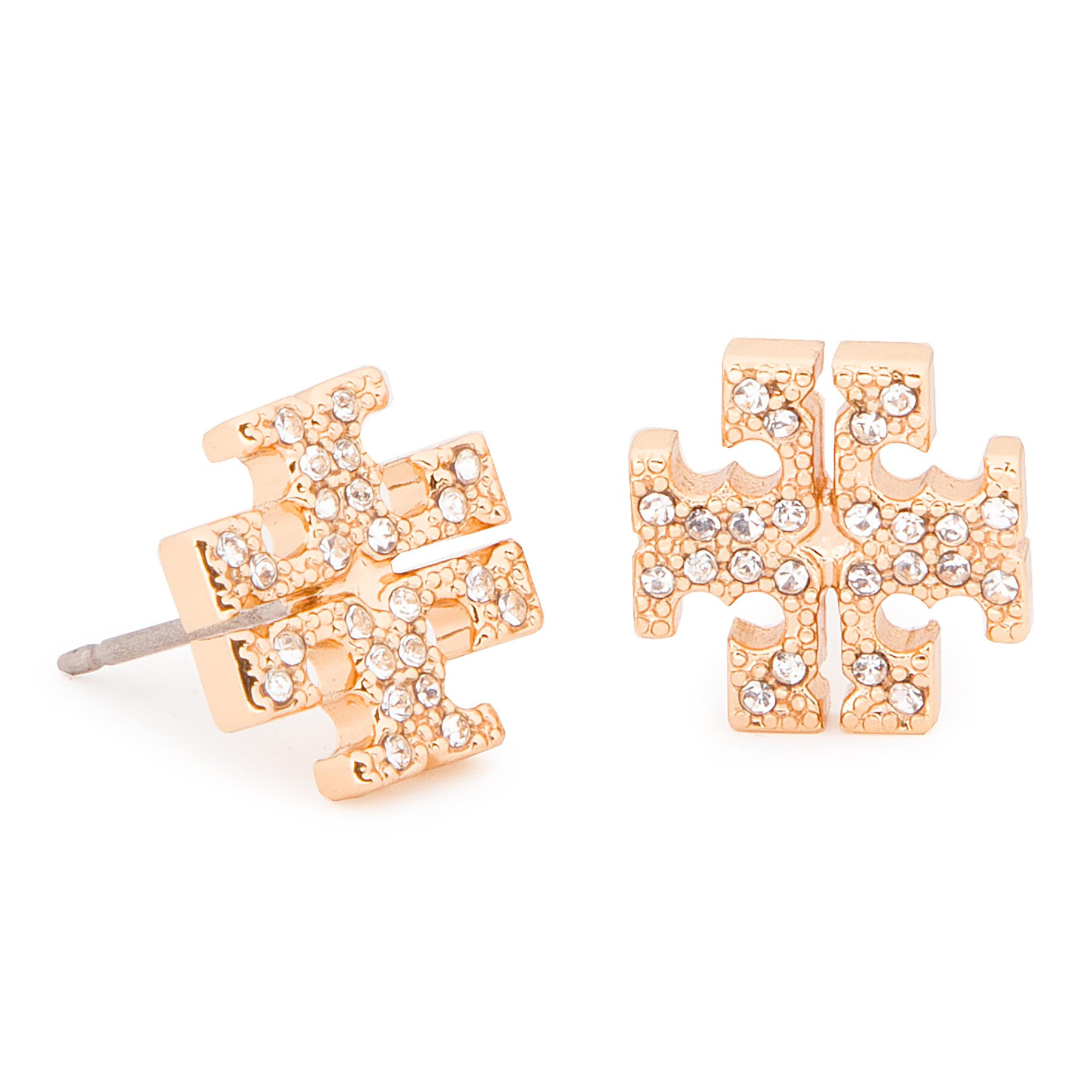 Uhani Tory Burch Crystal Logo Stud Earring 53423 Tory Gold/Crystal 783