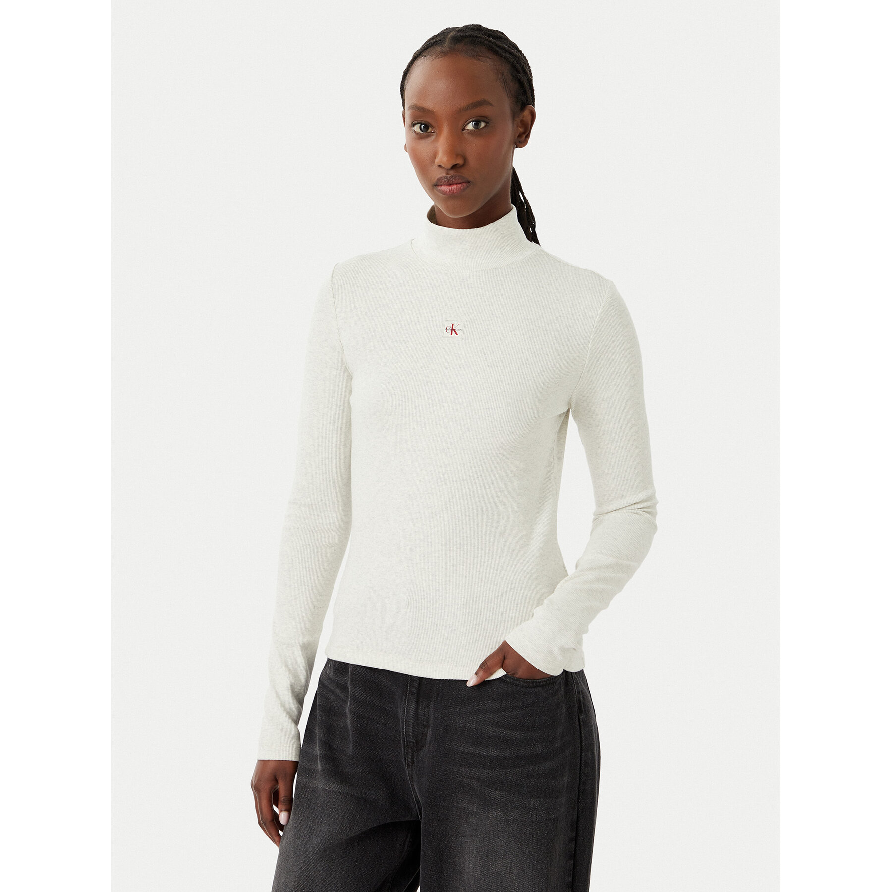 Calvin Klein Jeans Rollkragenpullover LV047D203G Hellgrau Slim Fit