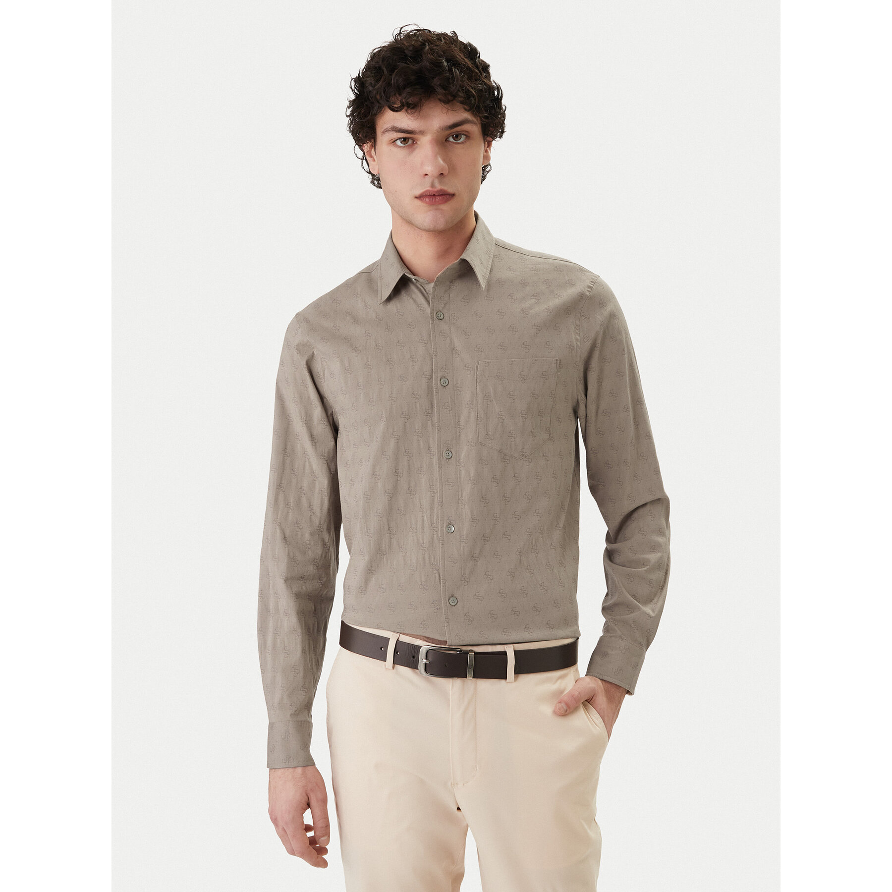 Guess Hemd M6GH18 W1713 Braun Regular Fit