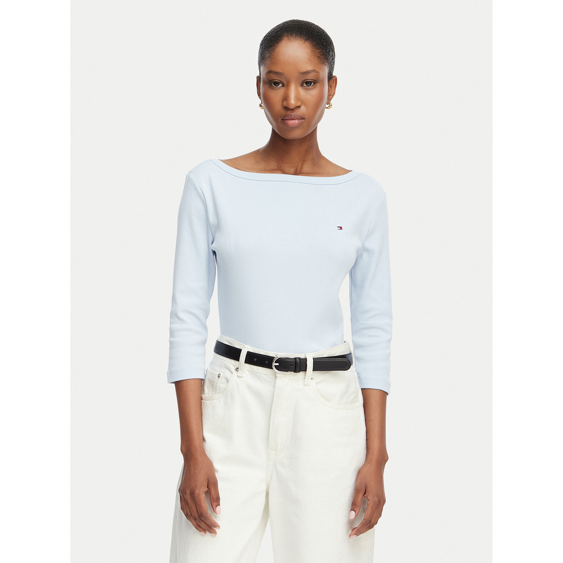 Tommy Hilfiger Bluse Cody Boat-Nk WW0WW49928 Hellblau Regular Fit