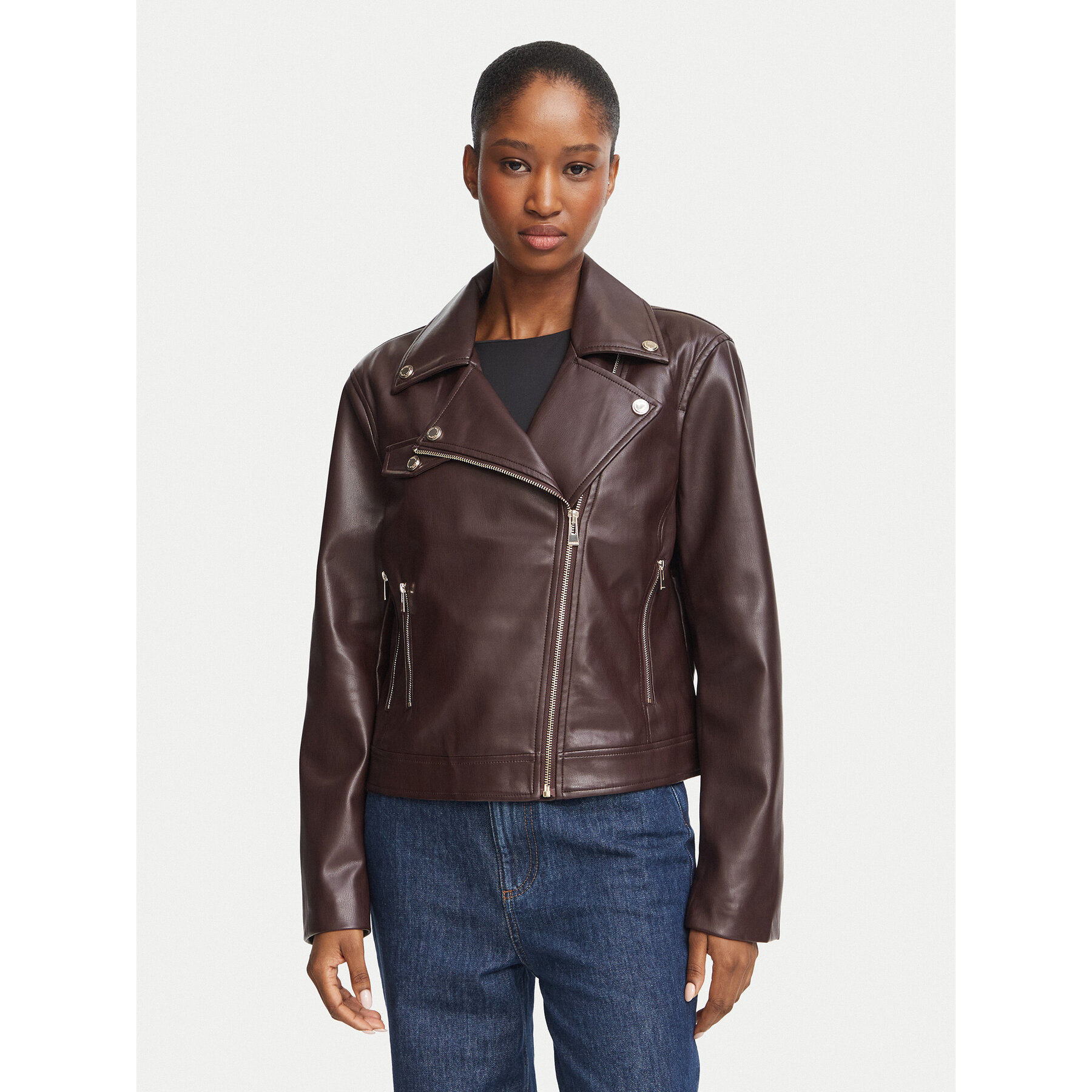 Morgan Jacke aus Kunstleder 262-GEFF Dunkelrot Slim Fit