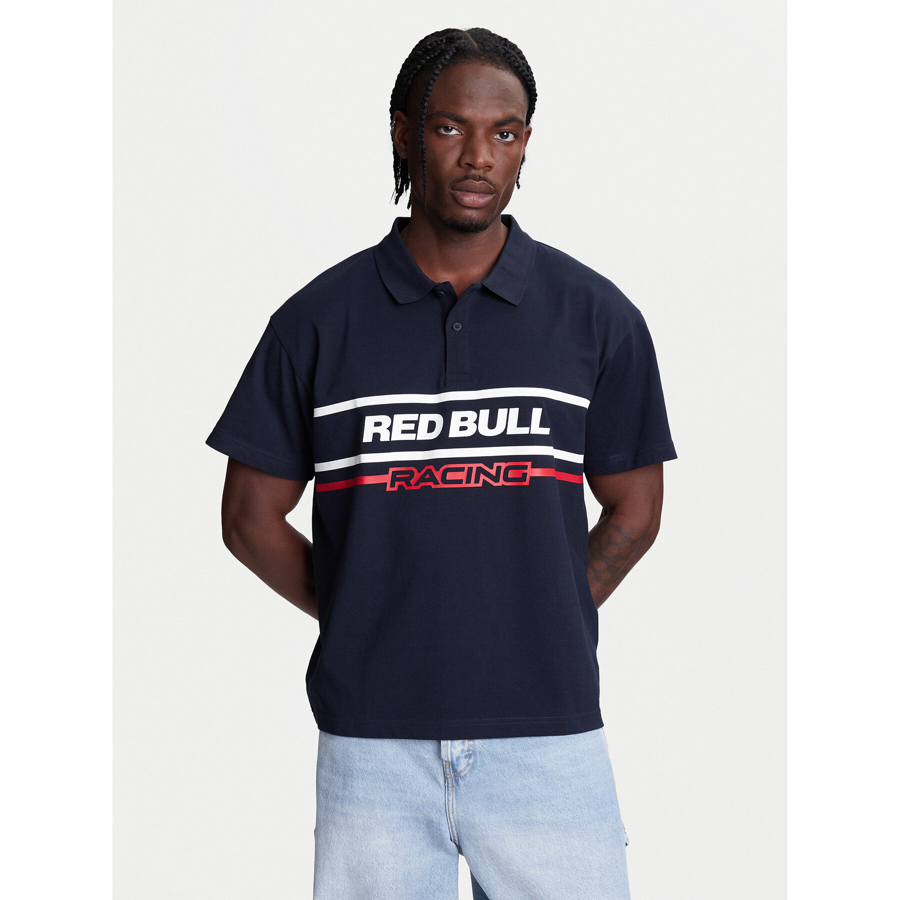 Pepe Jeans Polo majica Red Bull Racing Moto Panel RM540017 Mornarsko modra Regular Fit
