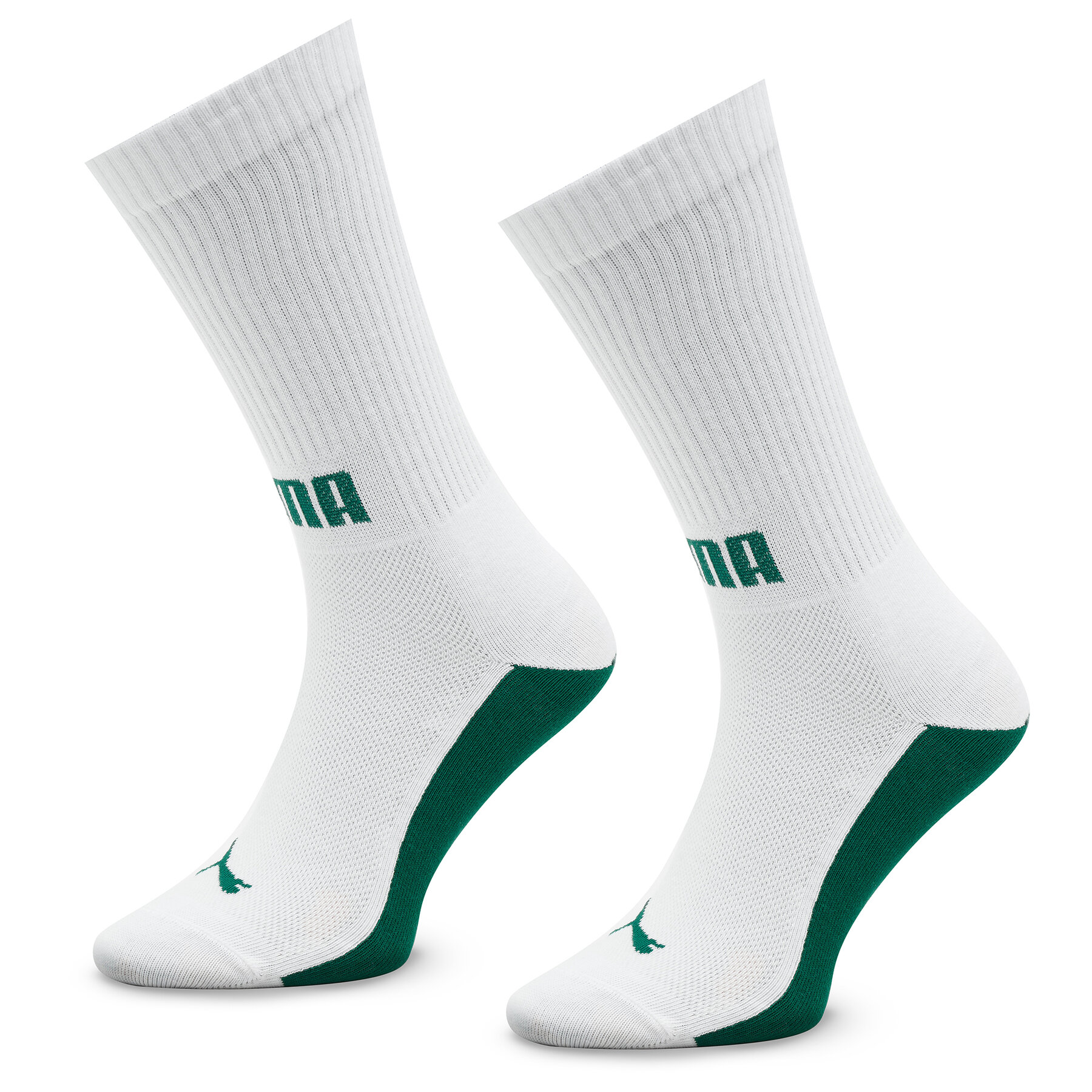 Σετ ψηλές κάλτσες ανδρικές 2 τεμαχίων Puma Men Front Logo Crew 2P 938010 Λευκό