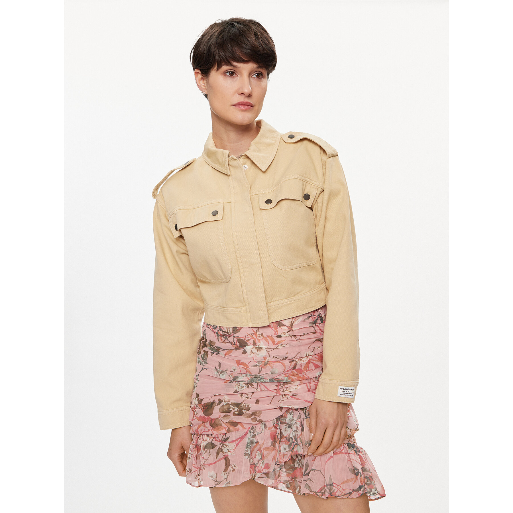 Pepe Jeans Hemdjacke Samantha PL402363 Beige Regular Fit