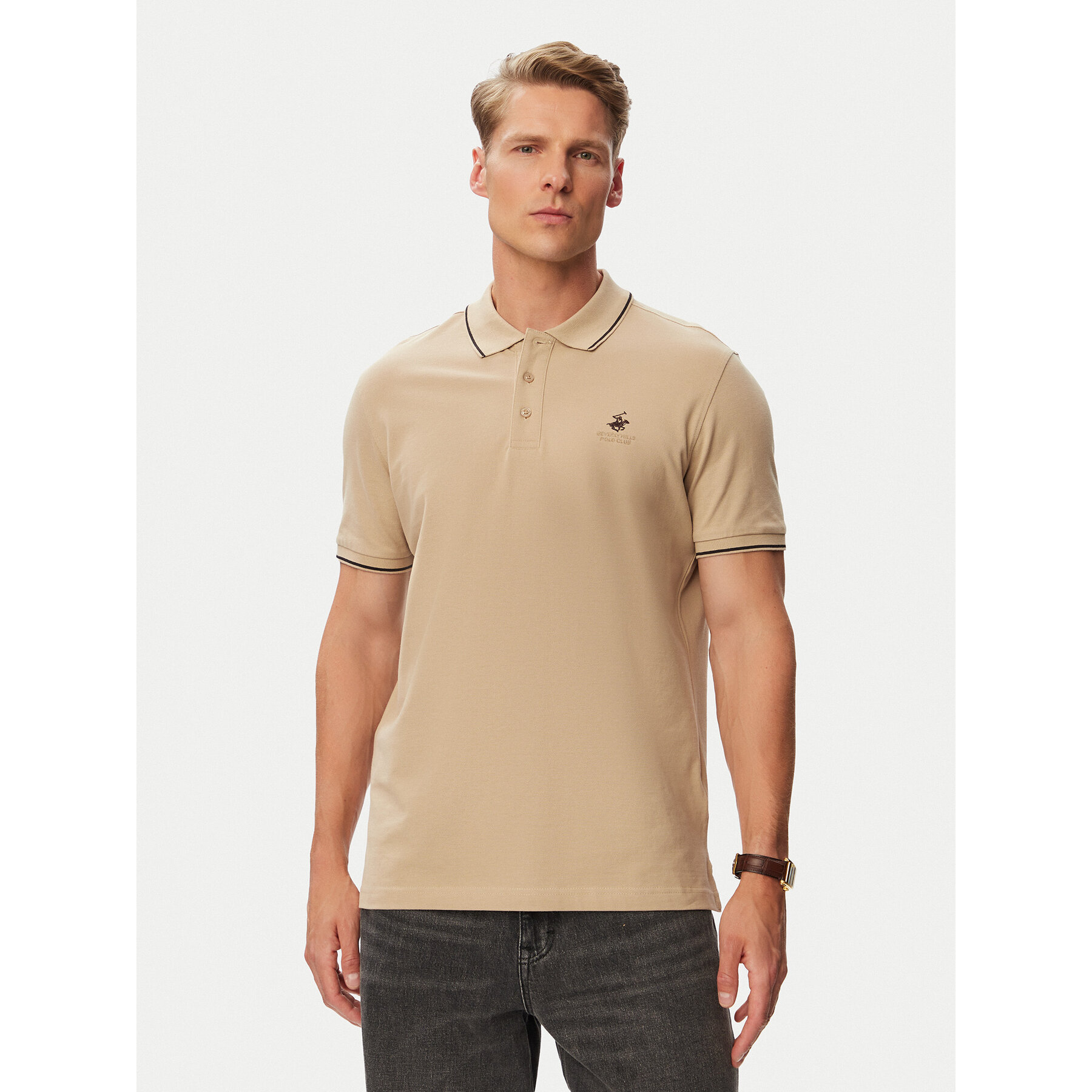 Beverly Hills Polo Club Poloshirt P-SS26M-P42561 Beige Regular Fit