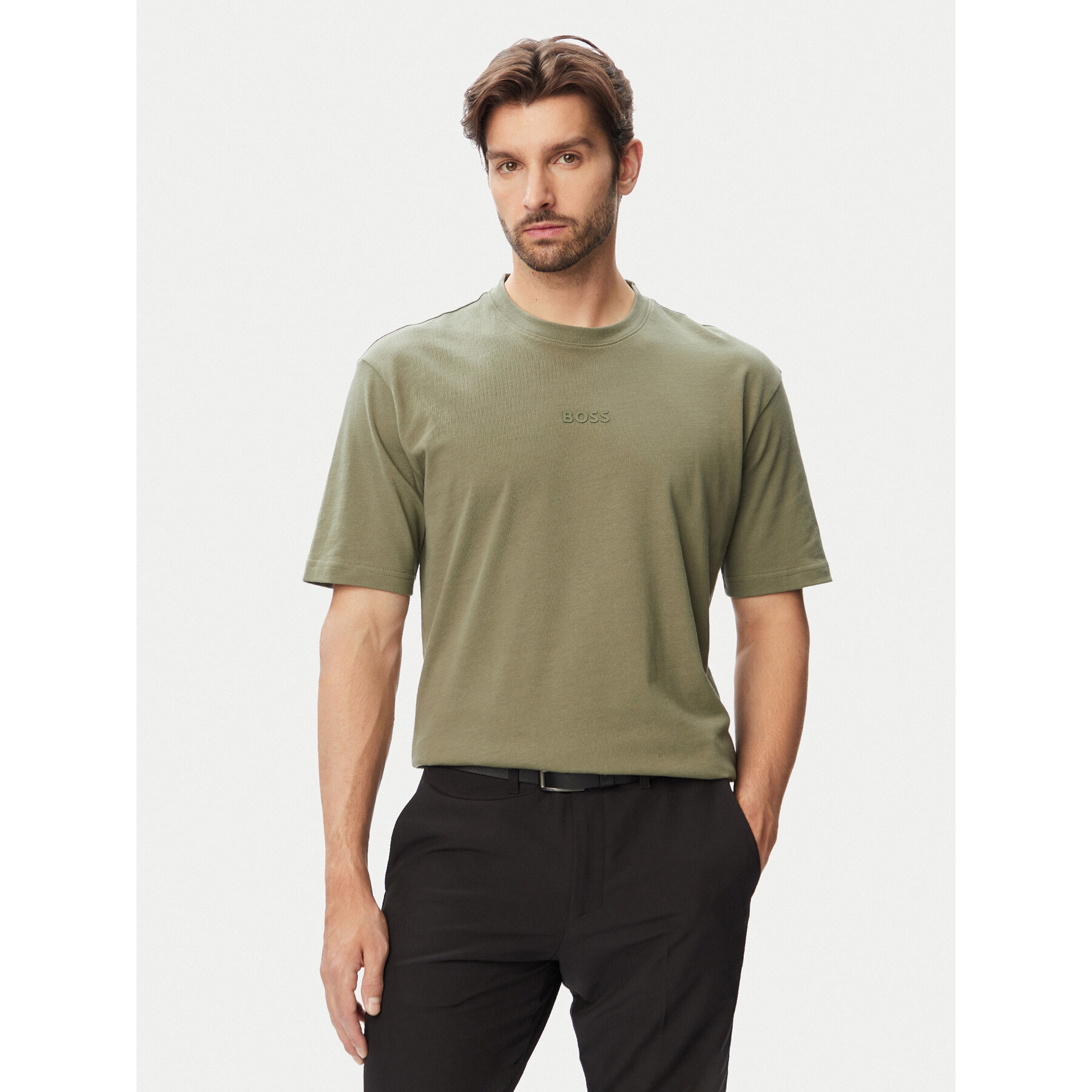 BOSS T-Shirt Tee 10 50519368 Khakifarben Relaxed Fit