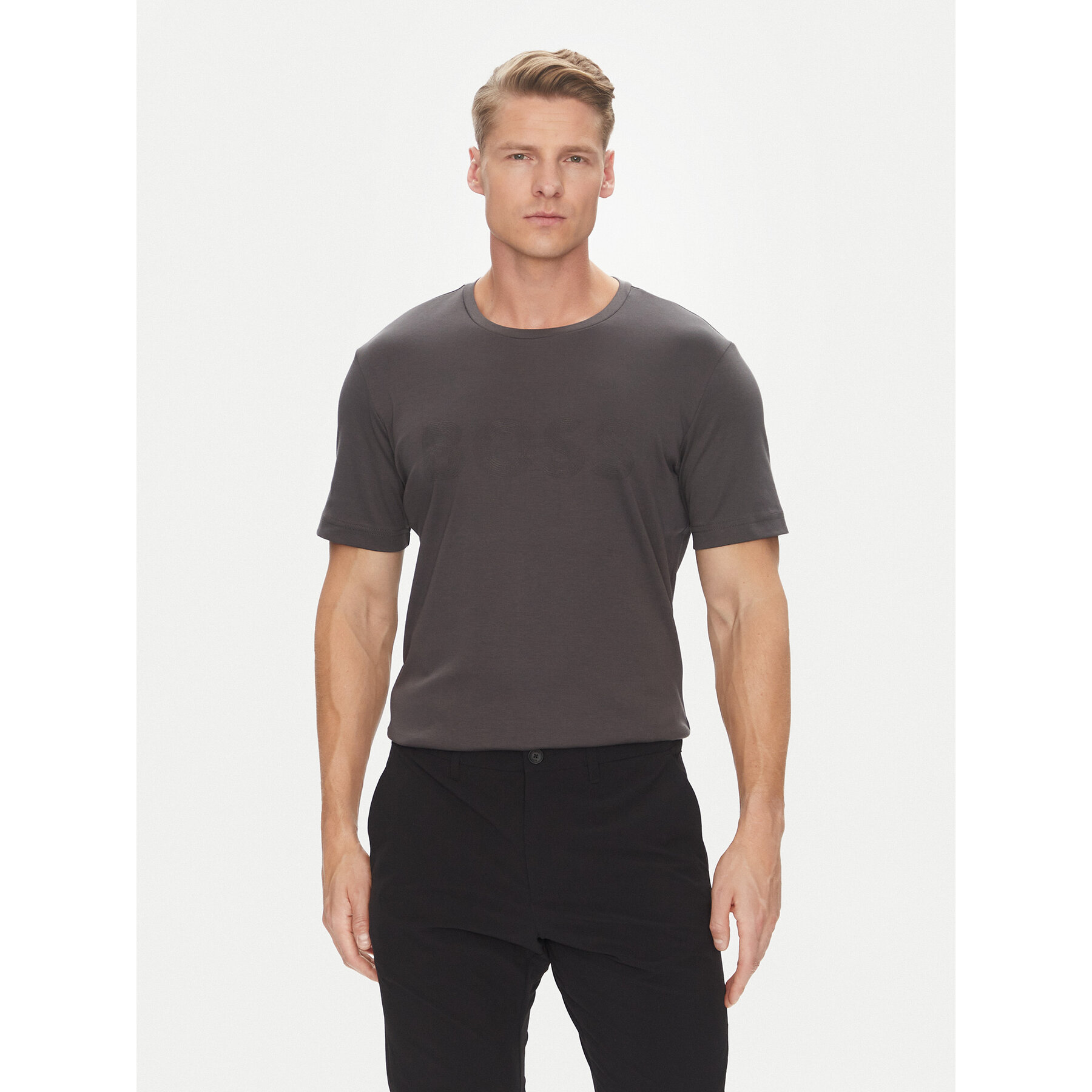 BOSS T-shirt Logo Future 50543796 Grigio Regular Fit