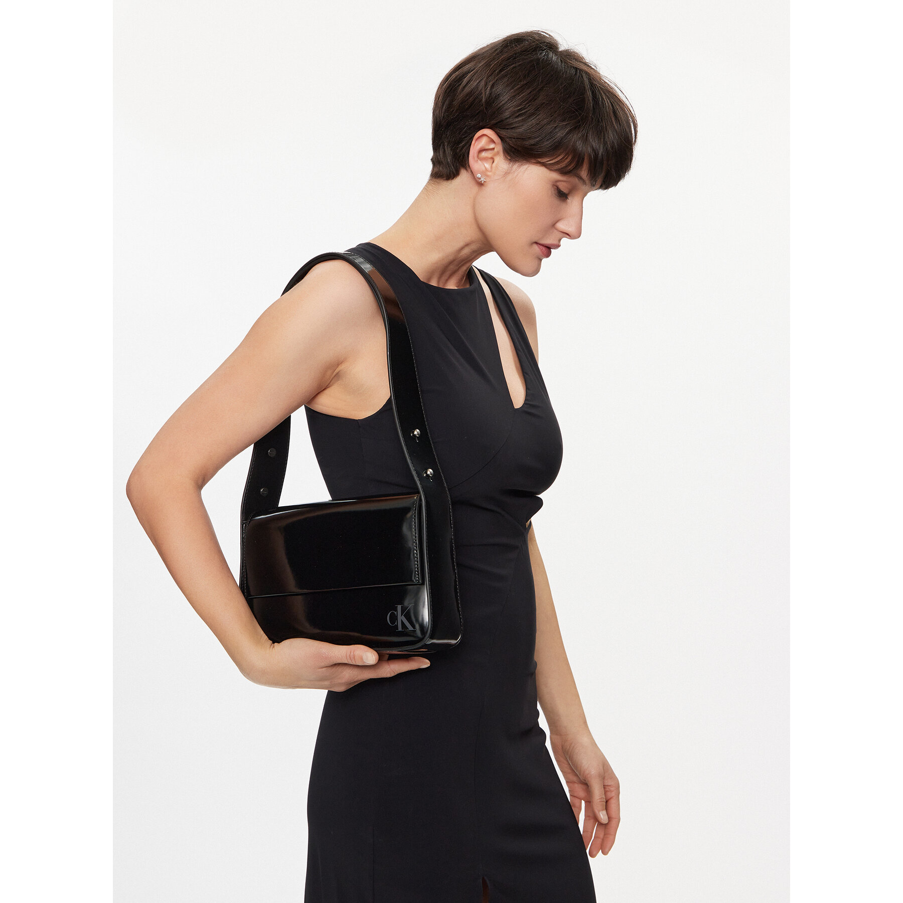 Τσάντα Calvin Klein Block Ew Flap Shoulderbag25 S K60K611833 Μαύρο