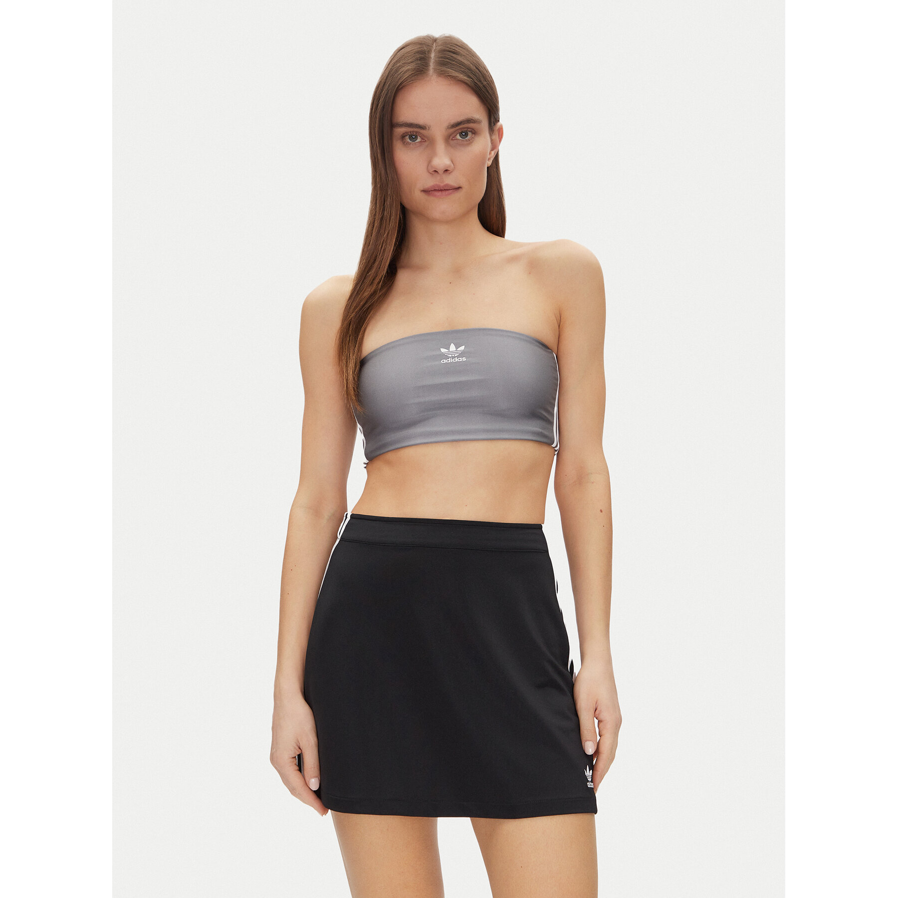 adidas Τοπ 3-Stripes JD3385 Γκρι Slim Fit