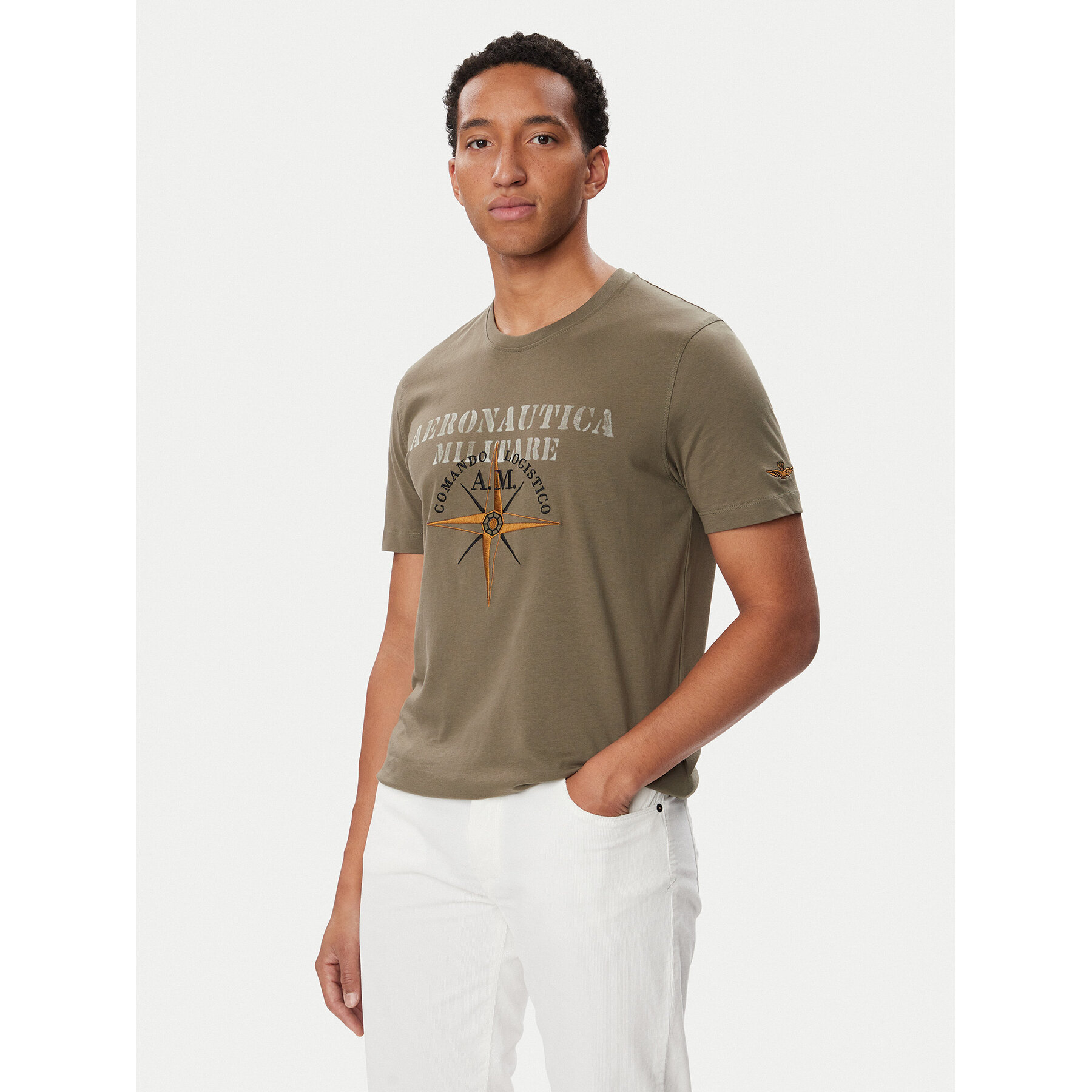 Aeronautica Militare T-Shirt 262TS2582UJ00750 Khakifarben Regular Fit