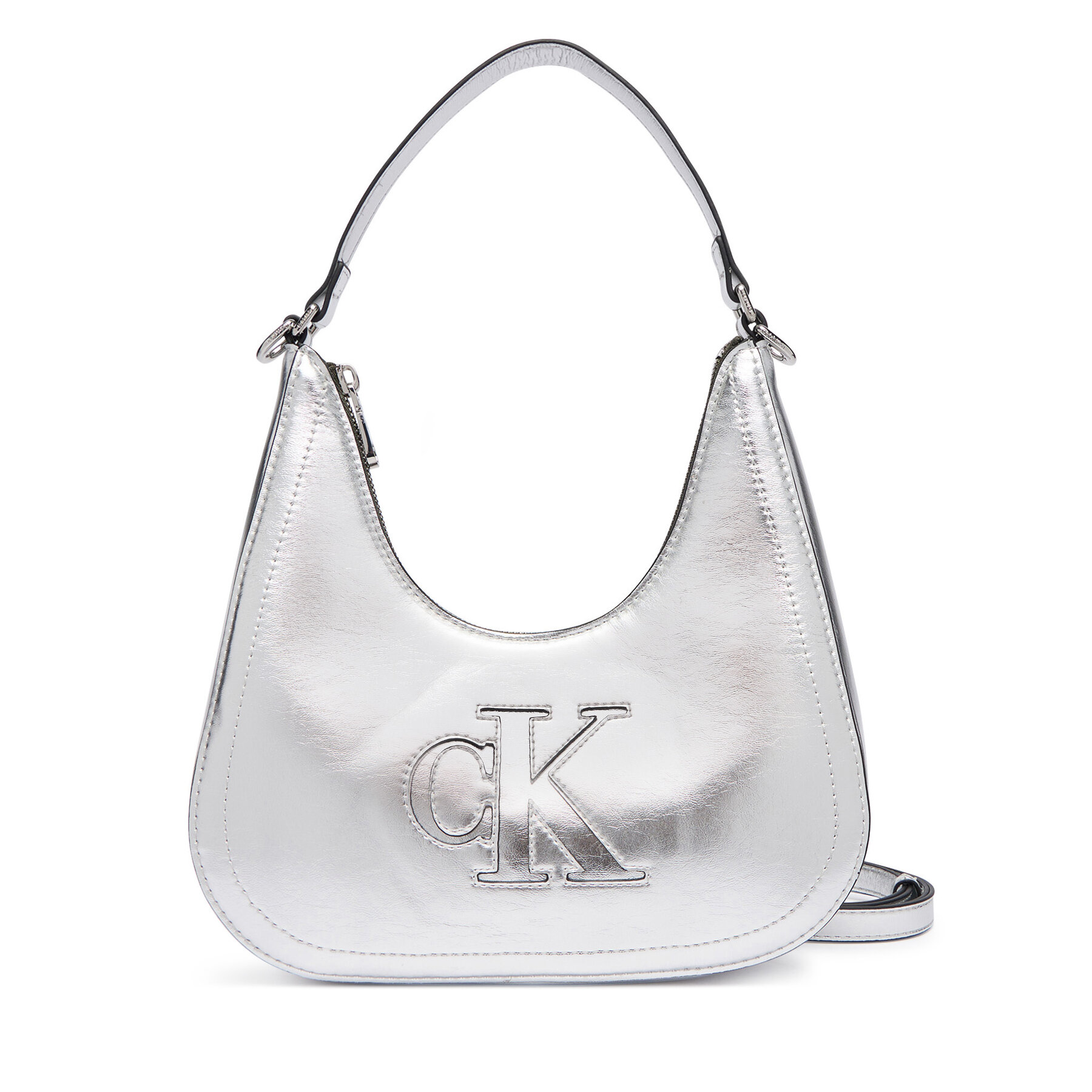 Torbica Calvin Klein Bold Ck Outline Mtl Shoulder Bag LV04F3897G Srebrna