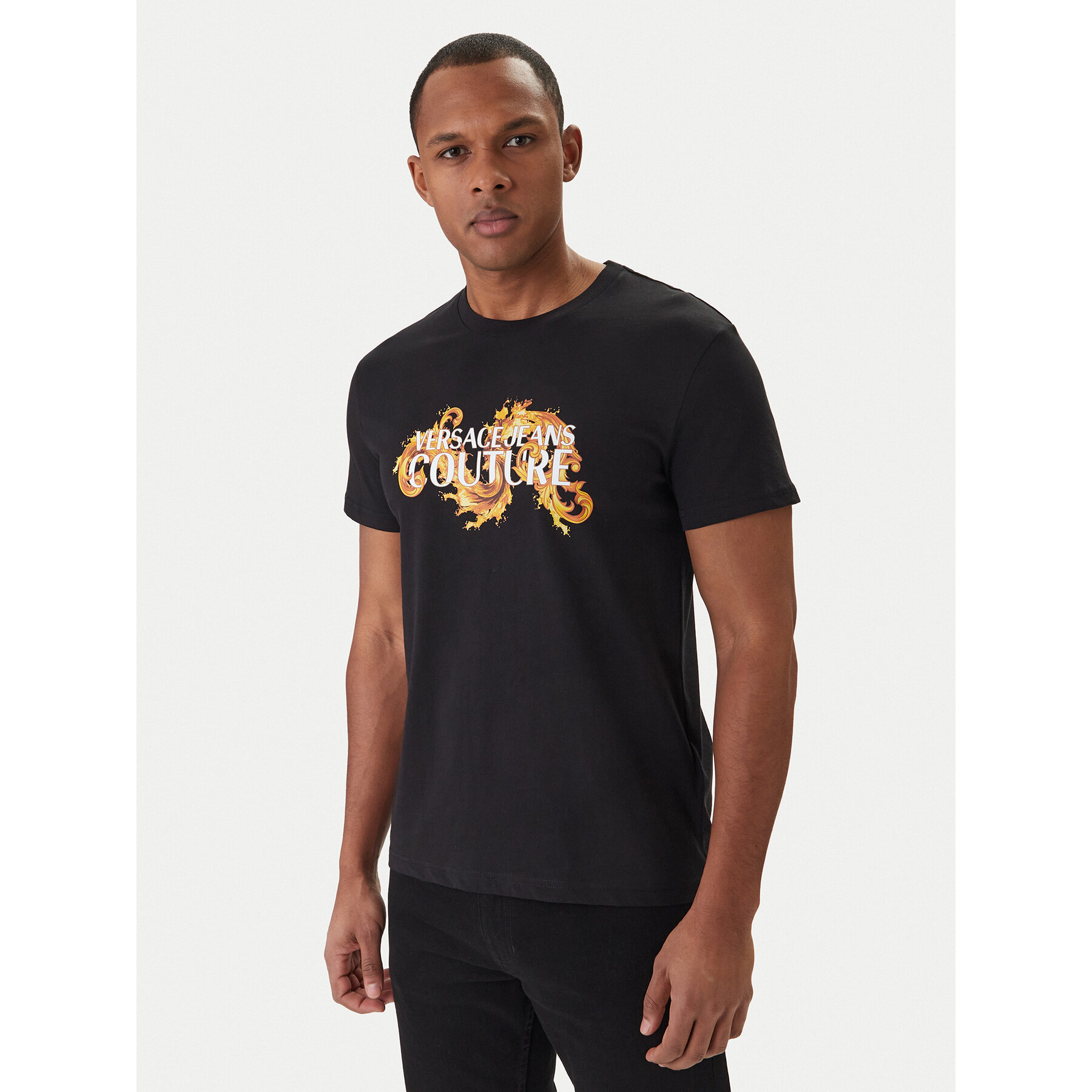 Versace Jeans Couture Camiseta 80GAHE02 CJ00E Negro Regular Fit