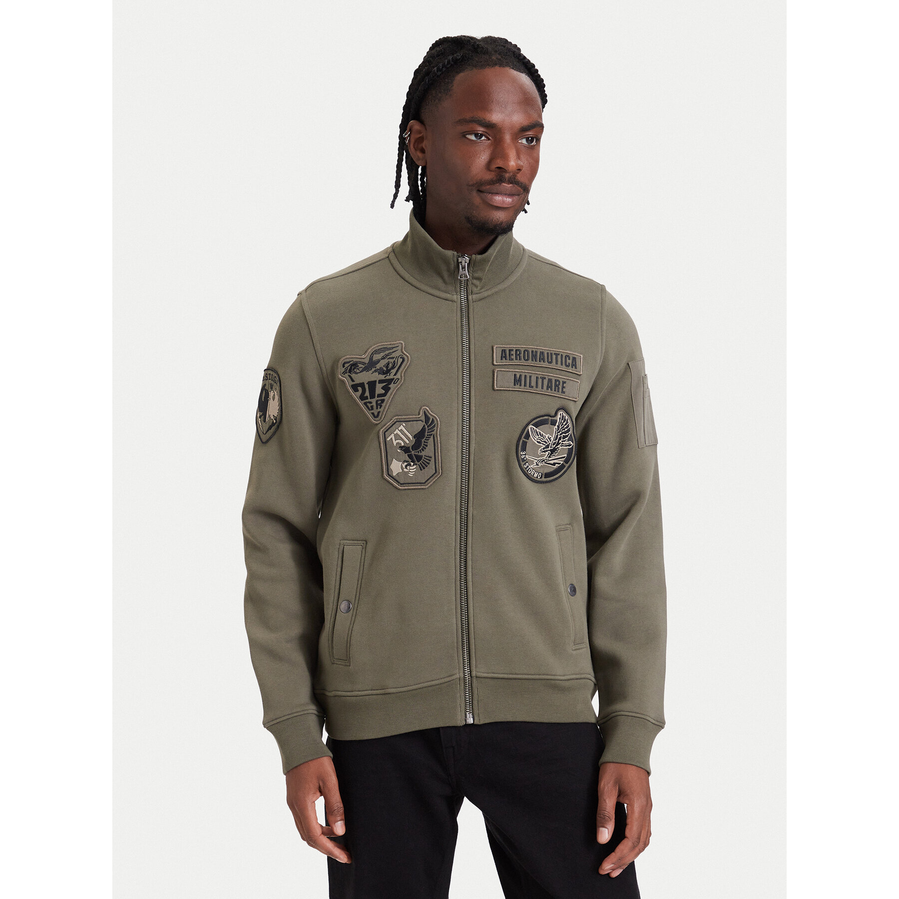 Aeronautica Militare Sweatshirt 262FE2143UF00686 Khakifarben Regular Fit