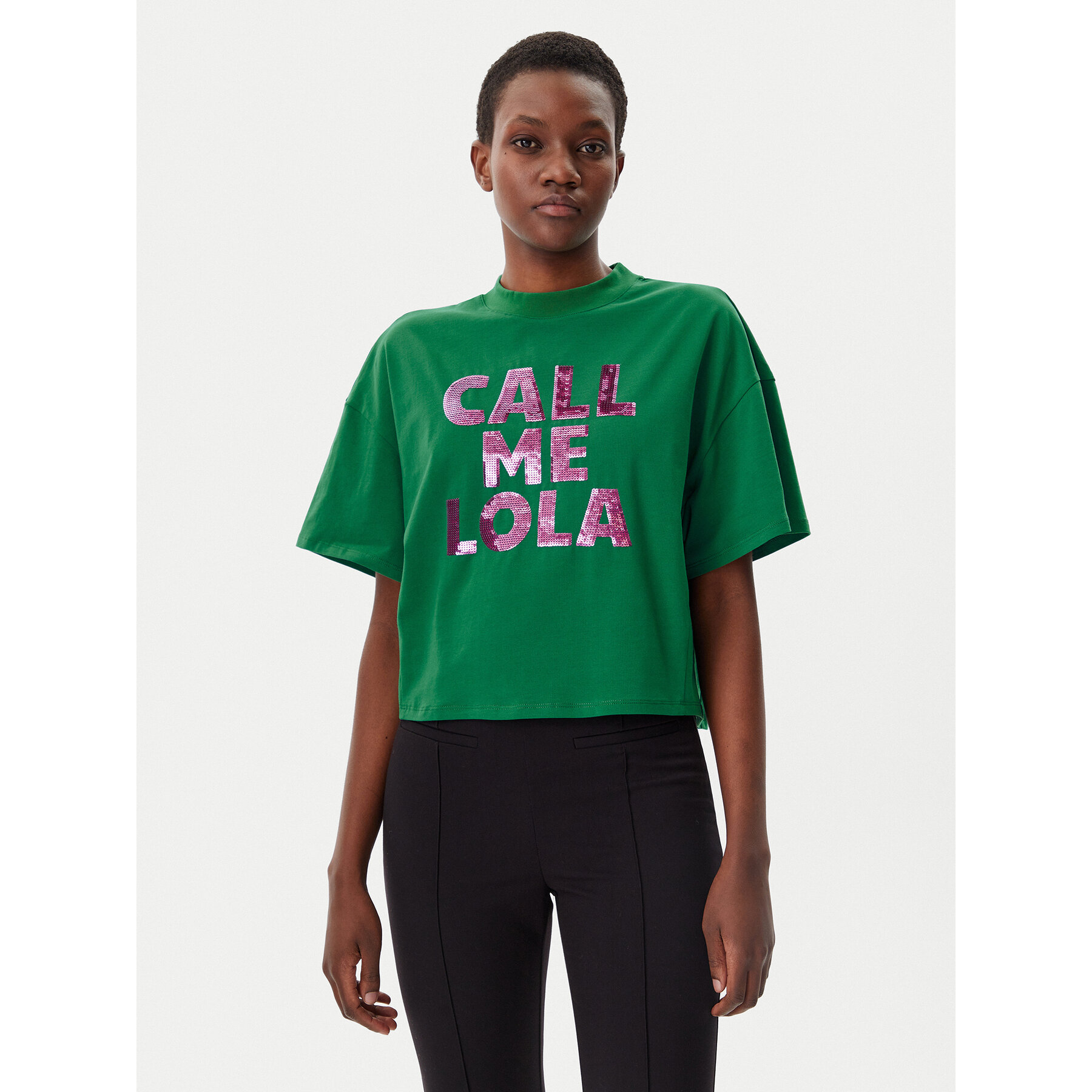 LOLA CASADEMUNT Majica LS2515054 Zelena Relaxed Fit